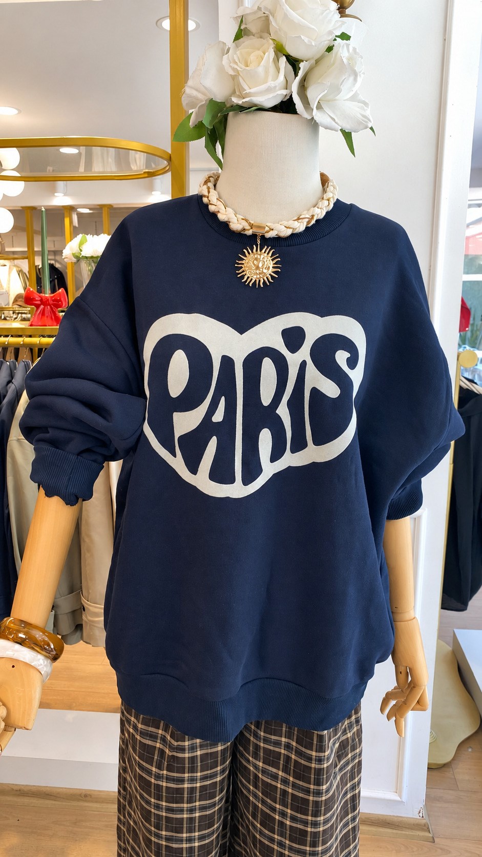 Paris Baskılı Oversize Sweatshirt