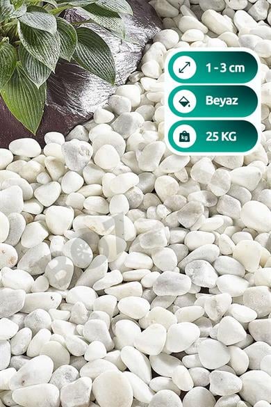 Beyaz Taş 1-3cm Dolomit Taşı Bahçe Süs Akvaryum Taşı Dere Çakıl Taşı 25 Kg