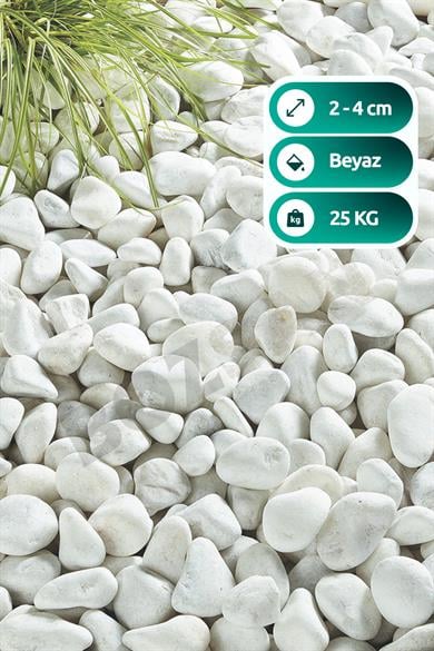 Beyaz Taş 2-4cm Dolomit Taşı Bahçe Süs Akvaryum Taşı Dere Çakıl Taşı 25 Kg