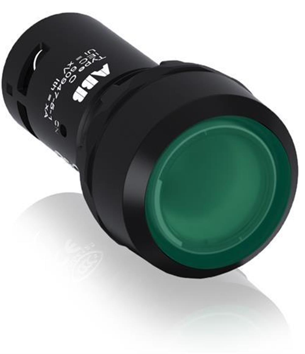 CP1-13G-10 ( Işıklı, yaylı düz kafalı buton - Yeşil )
