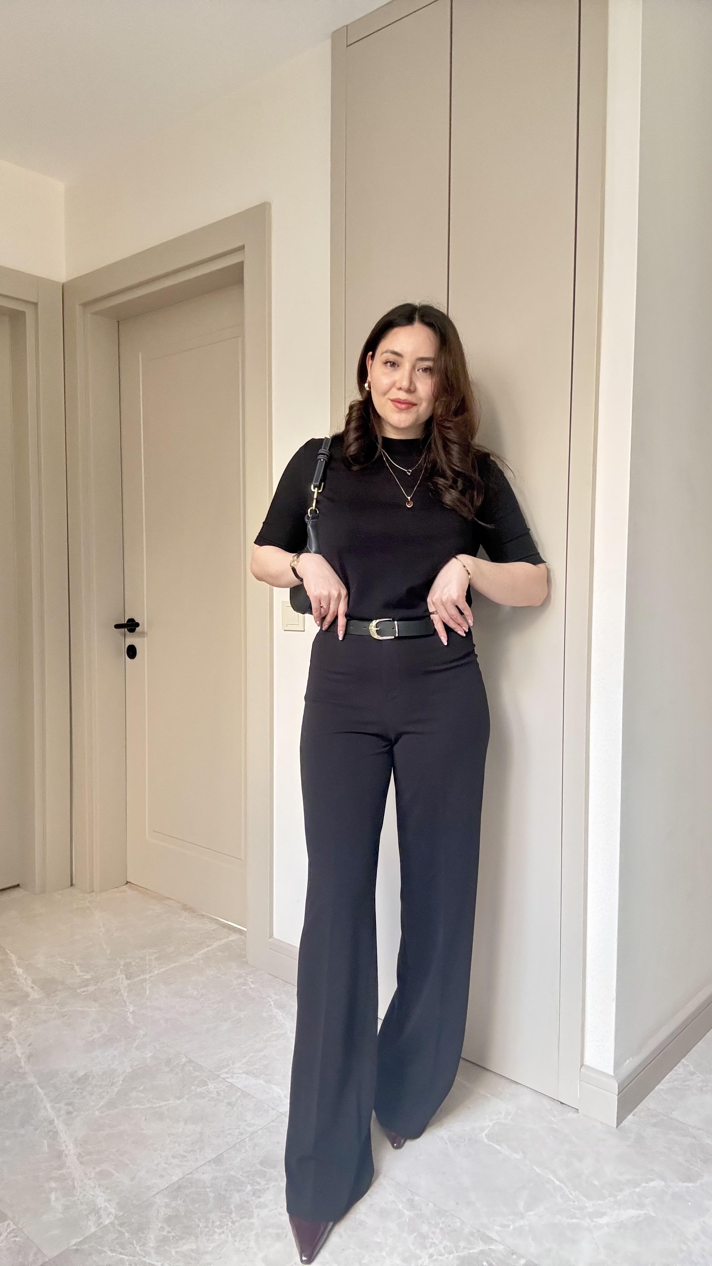 Likralı Bol Paça Kumaş Pantalon