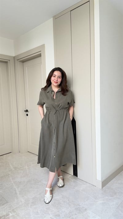 Nakışlı Tensel Gömlek Elbise