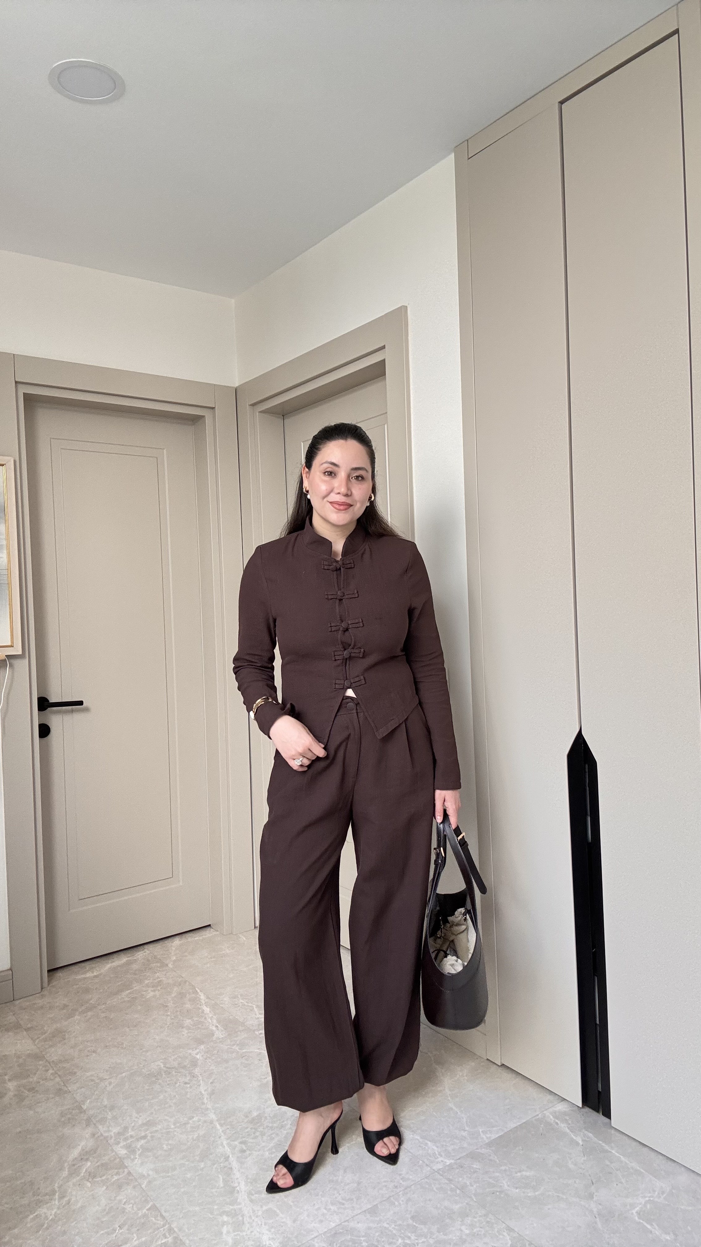 % 100 Keten Şalvar Pantalon Ceket Takım