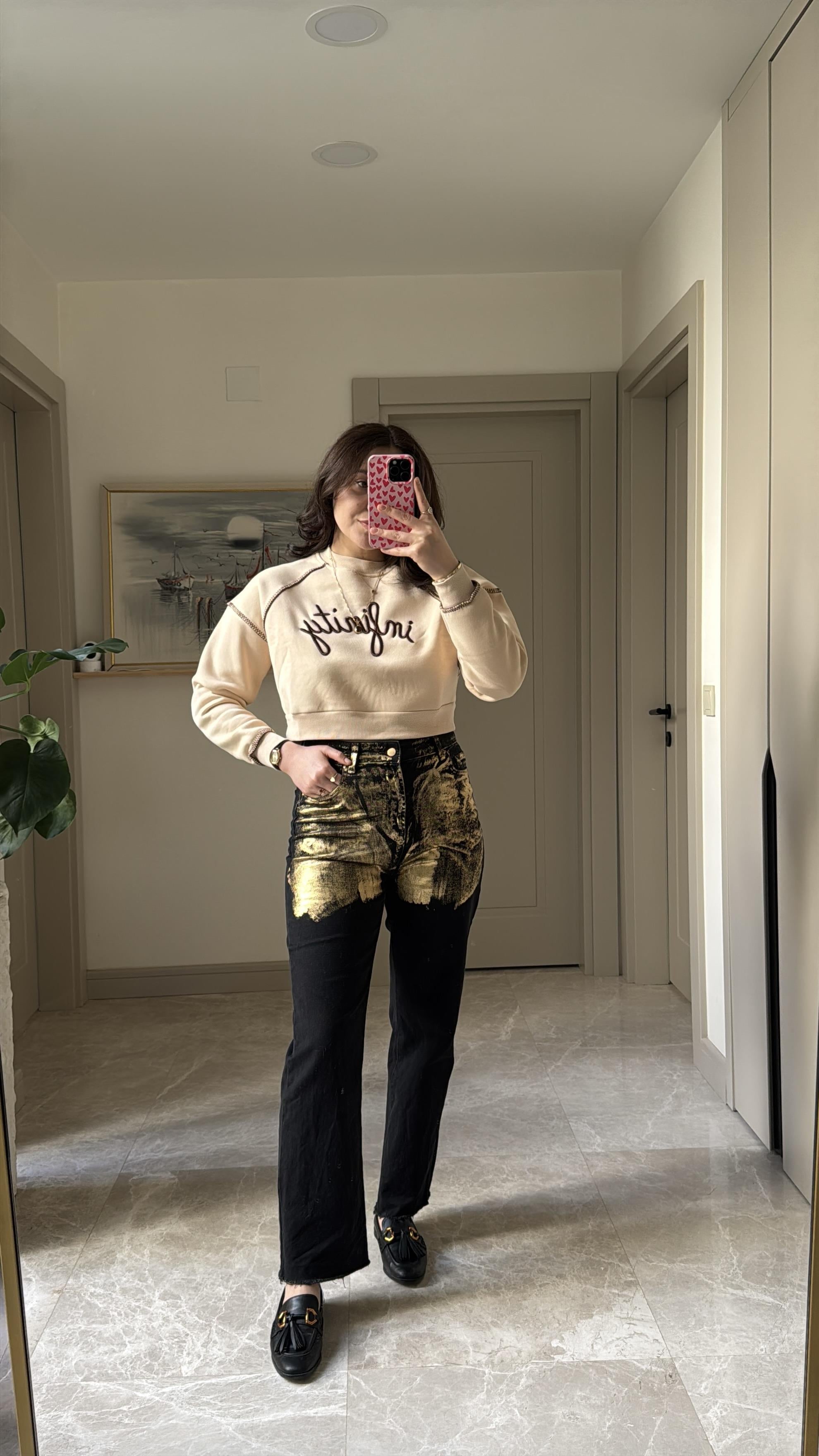 İNFİNİTY YAZI DETAYLI CROP SWEAT