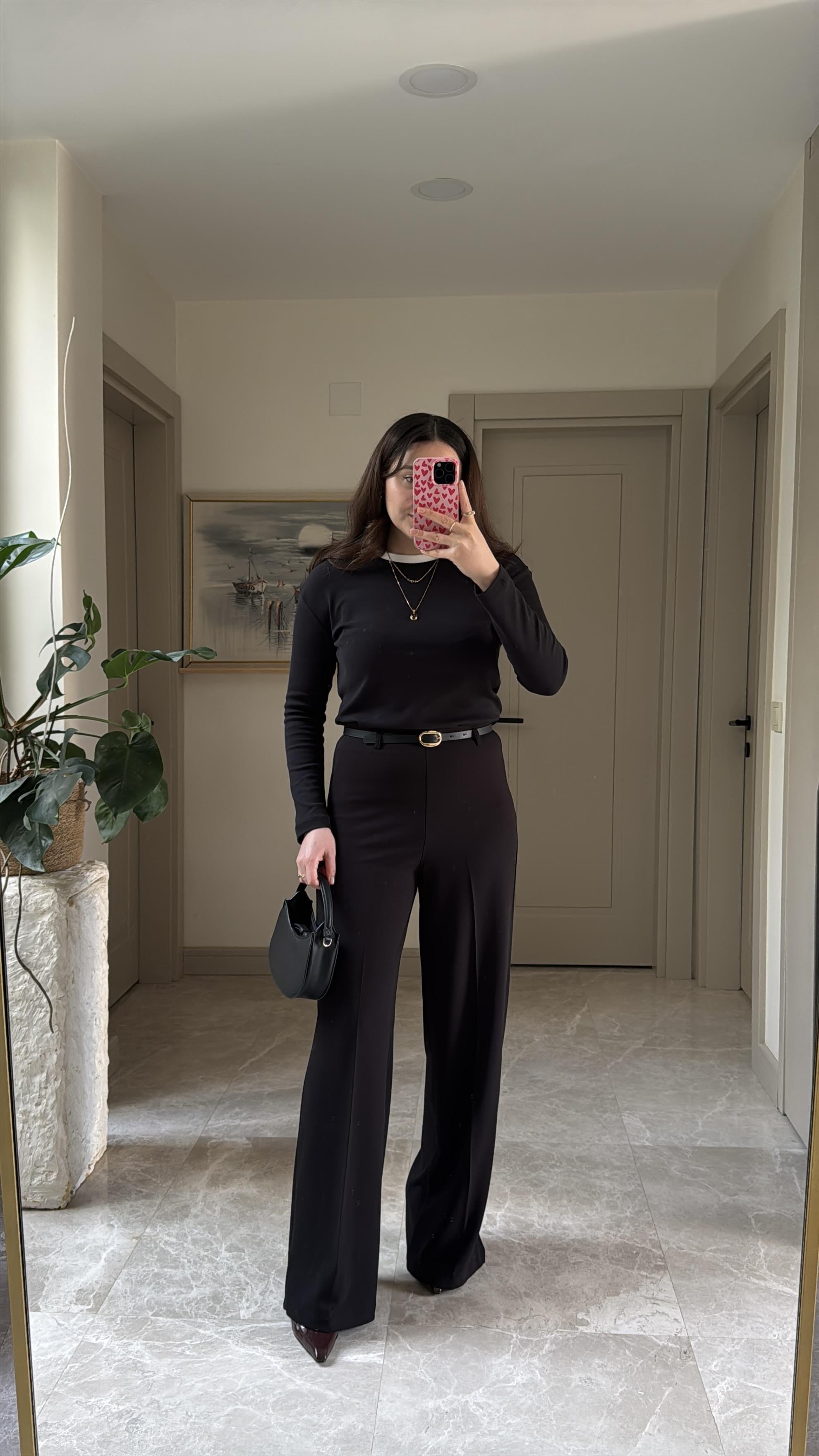 Likralı Kumaş Bol Paça Pantalon 