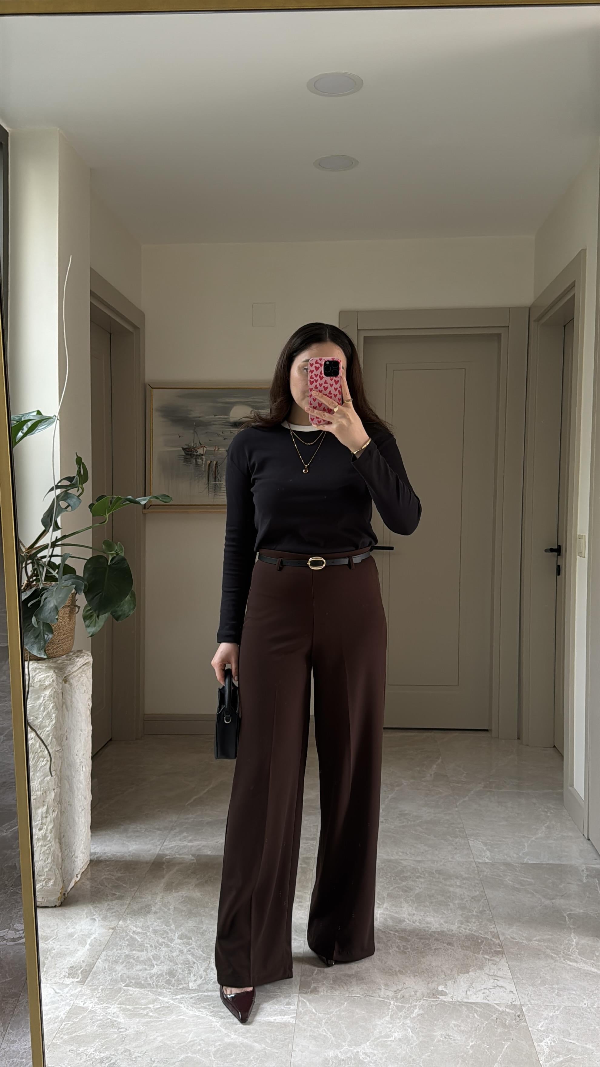 Likralı Kumaş Bol Paça pantalon