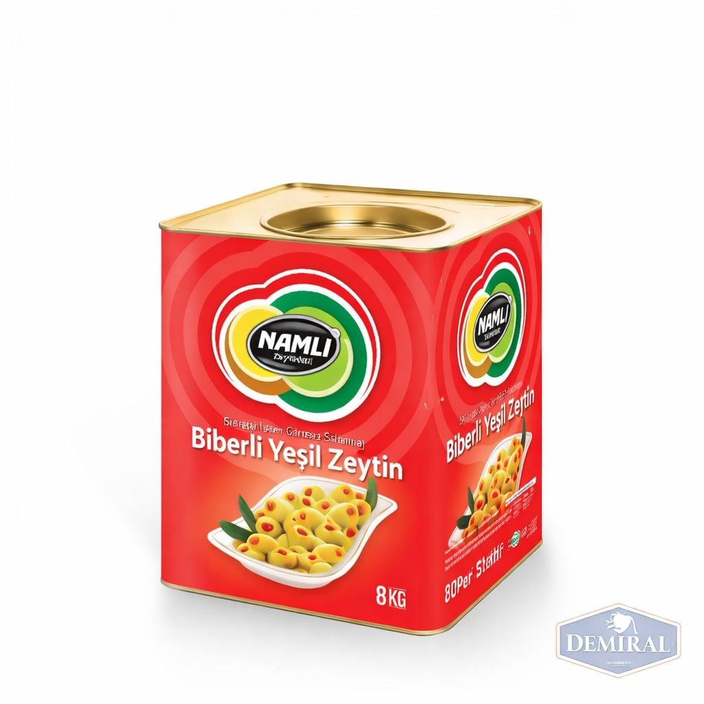 NAMLI SOFRALIK İŞLEM GÖRMÜŞ SALAMURA BİBER DOLGULU YEŞİL ZEYTİN