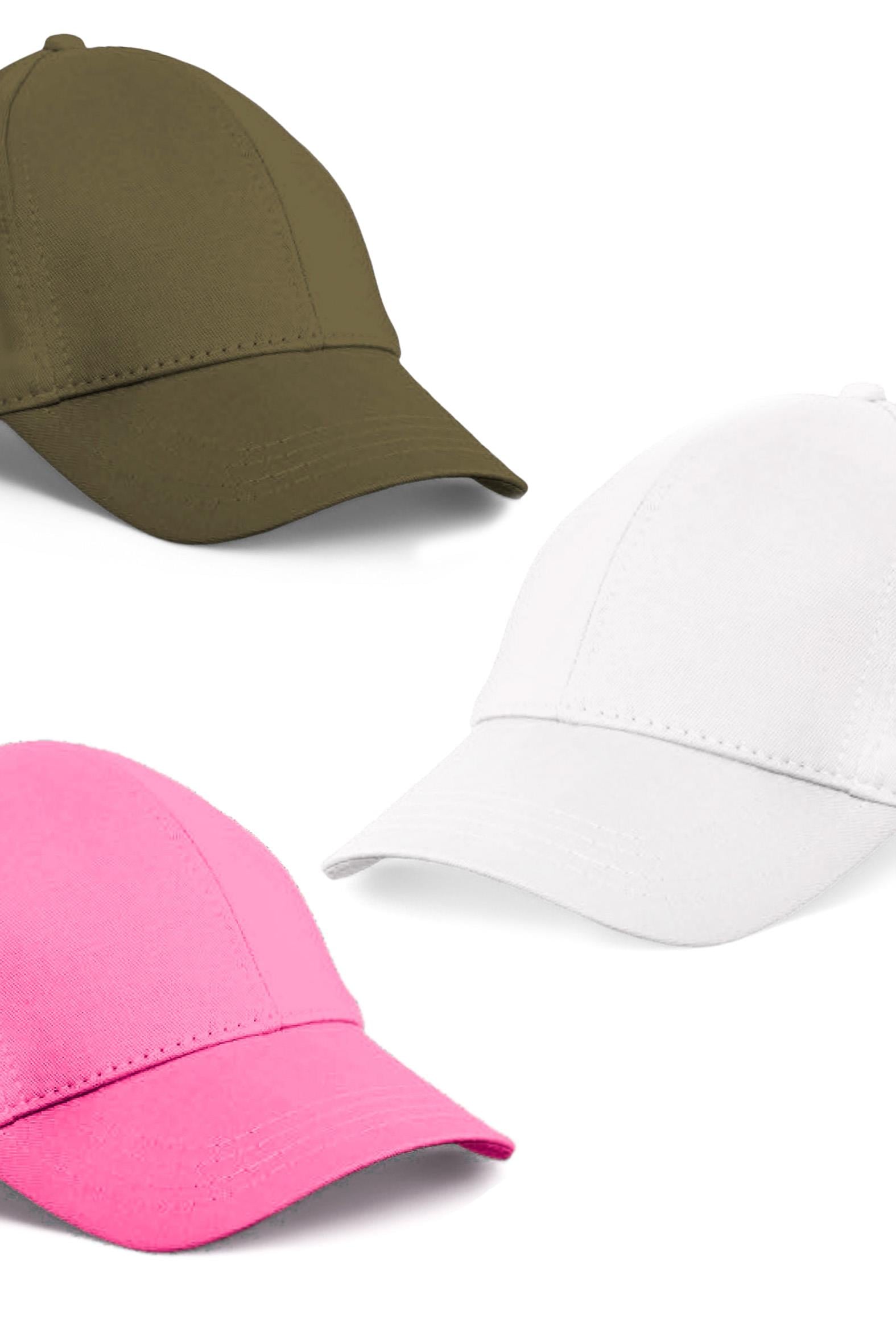  Unisex 3'lü Set Haki,Pembe ve Beyaz Renk Beyzbol Şapka