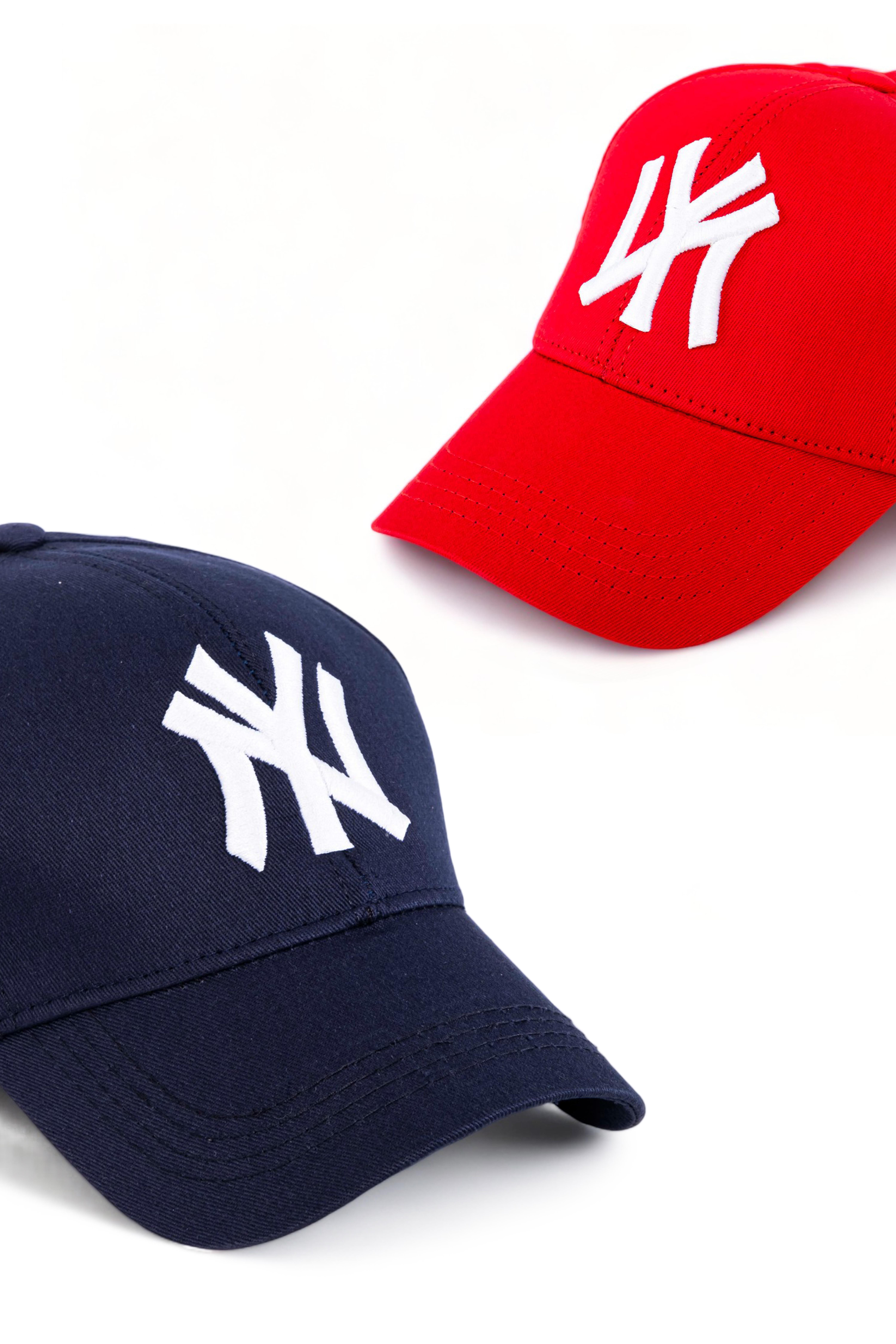 Unisex 2'li Set Lacivert ve Kırmızı Ny New York Beyzbol Şapka