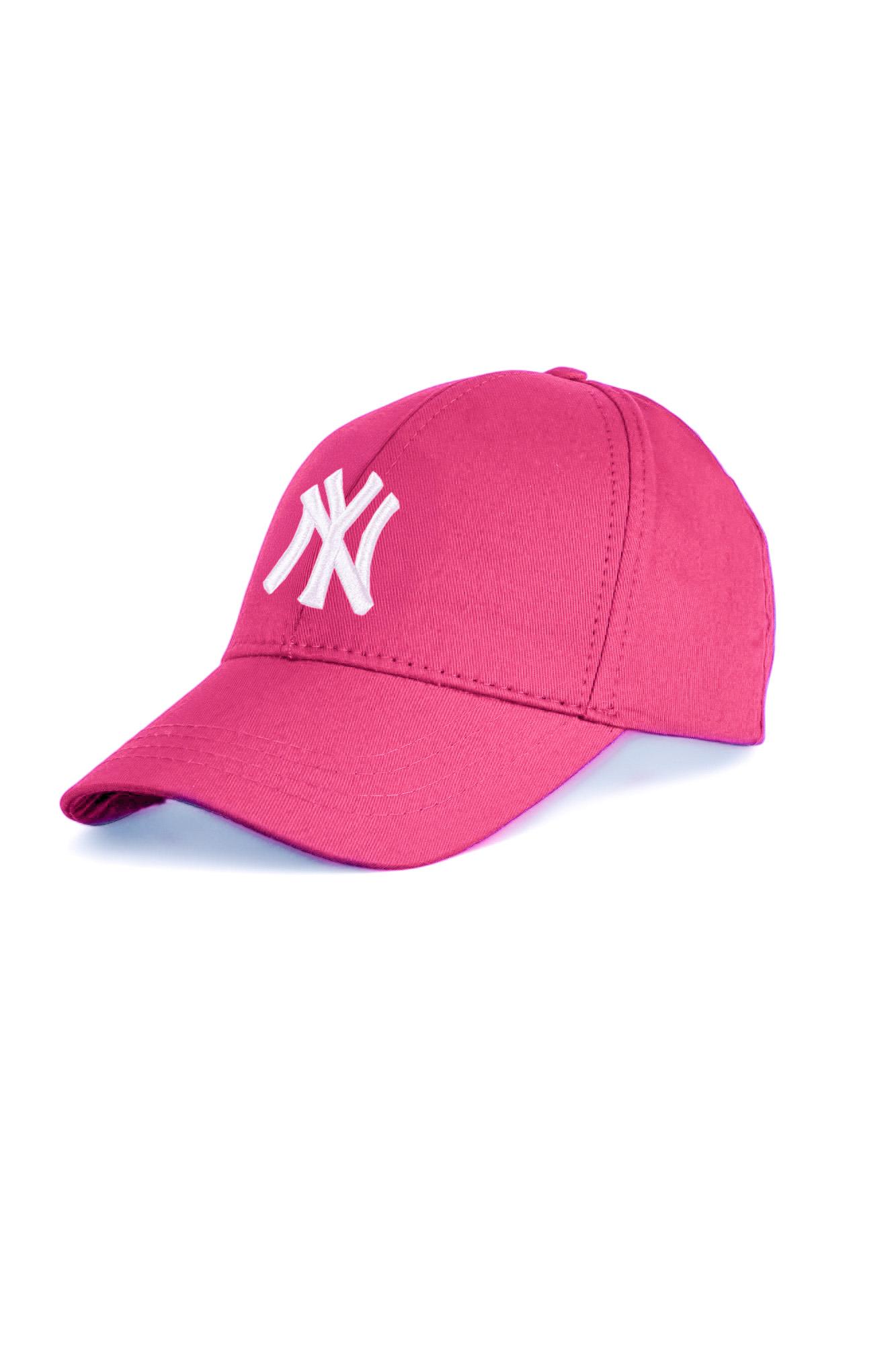 Unisex Fuşya Renk Beyaz Logo Beyzbol Ny Nakışlı Şapka