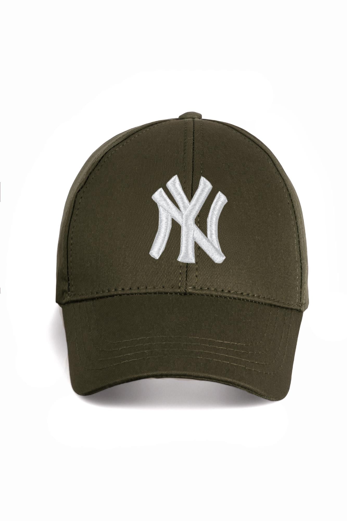 Unisex Haki Renk Beyaz Logo Beyzbol Ny New York Şapka