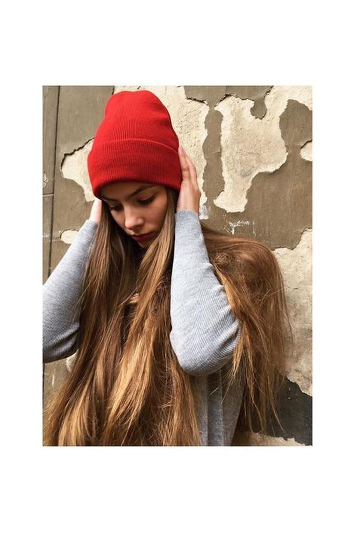 Unisex Katlamalı Kışlık Örme Bere