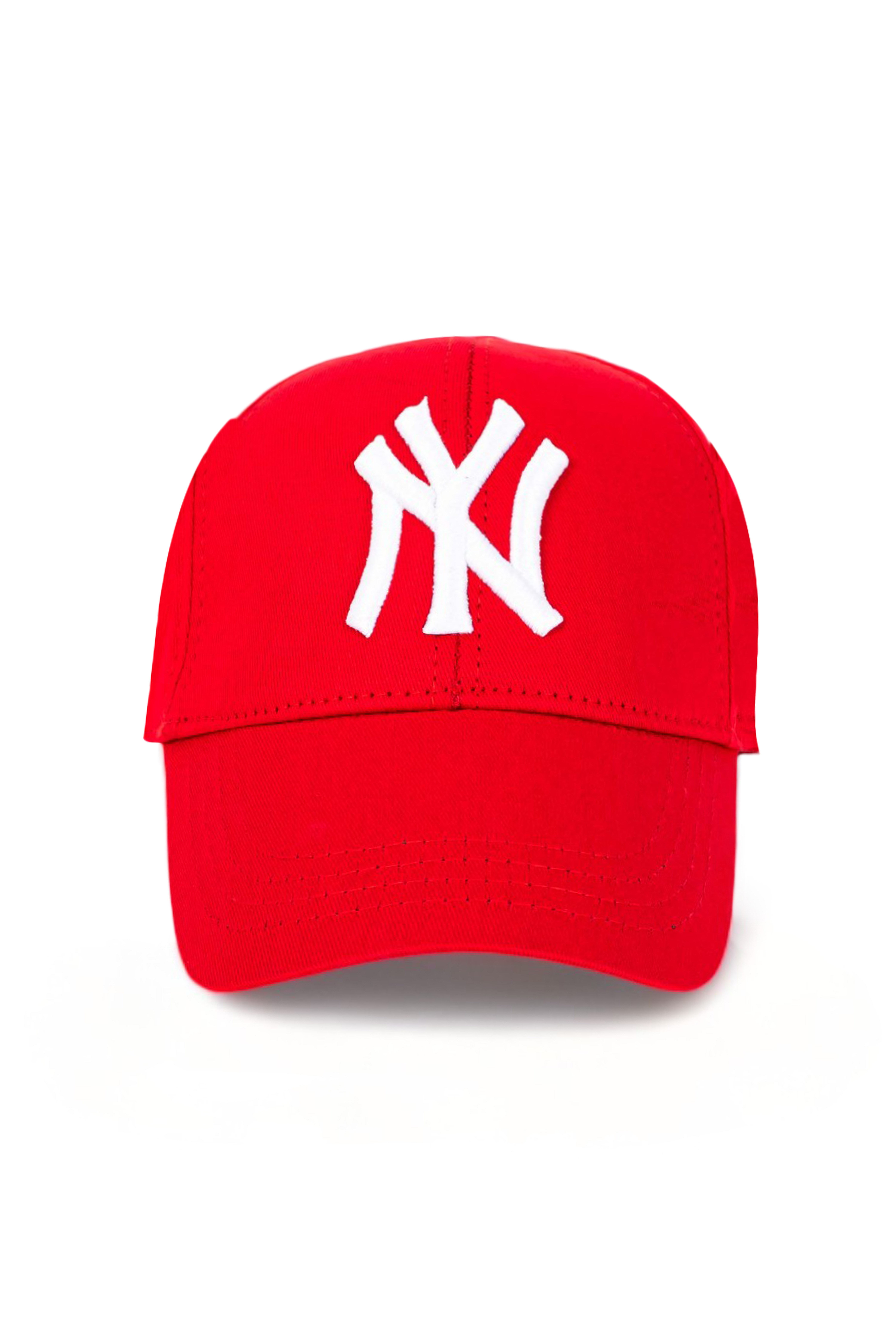 Unisex Kırmızı Renk Beyaz Logo Beyzbol Ny Nakışlı Şapka