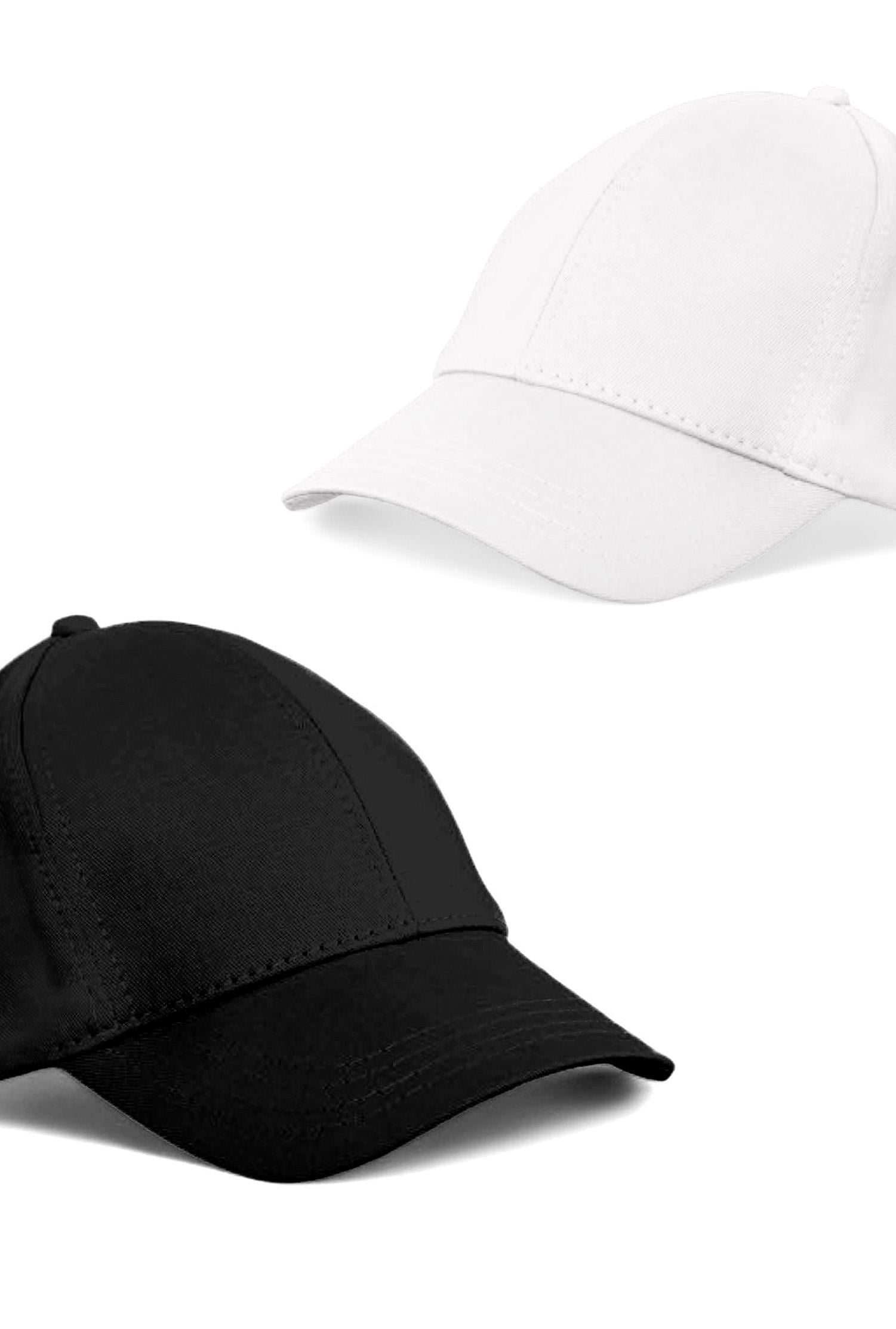 Unisex Siyah ve Beyaz Rengi  2'li  Beyzbol  Şapka Seti