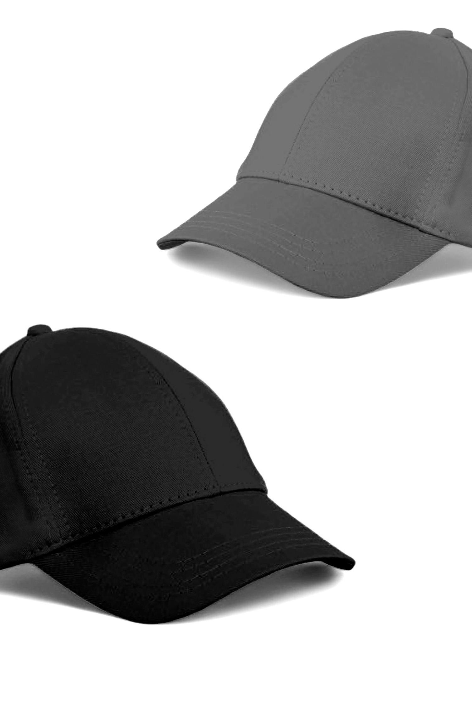 Unisex Siyah ve Gri Rengi  2'li  Beyzbol  Şapka Seti