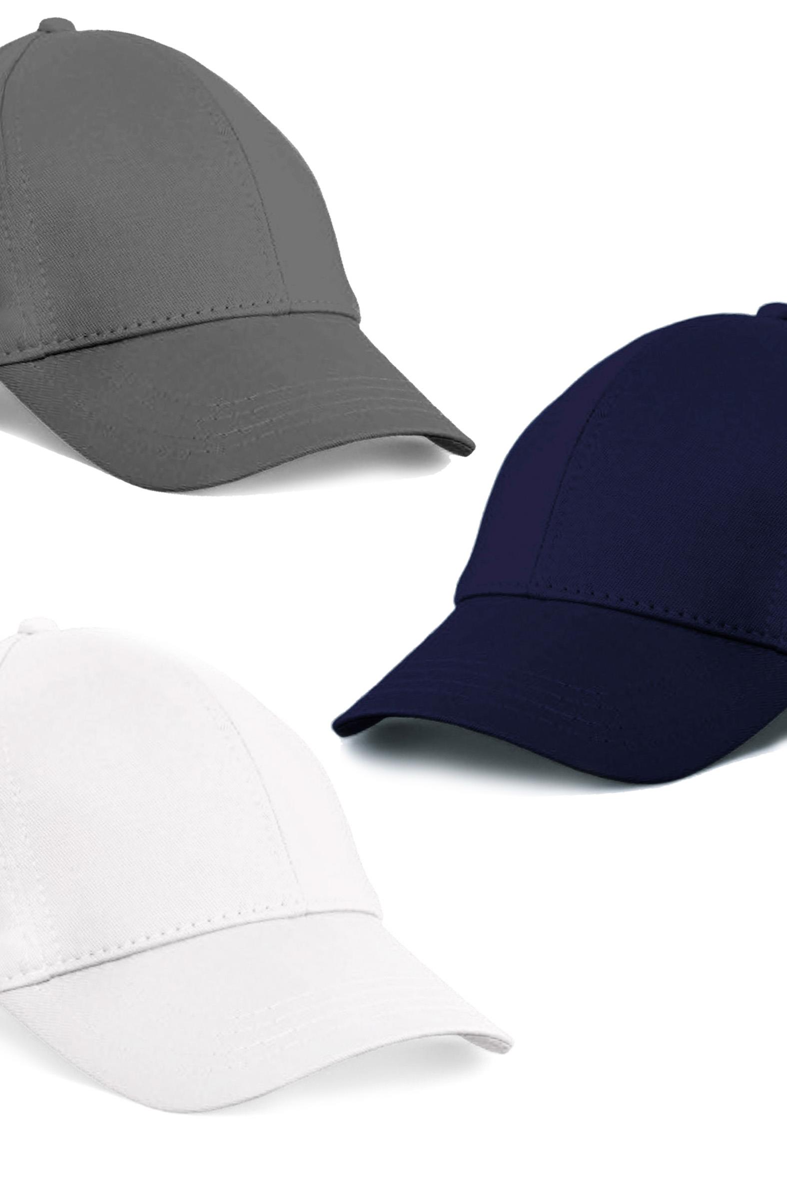  Unisex 3'lü Set Gri,Beyaz ve Lacivert Renk Beyzbol Şapka