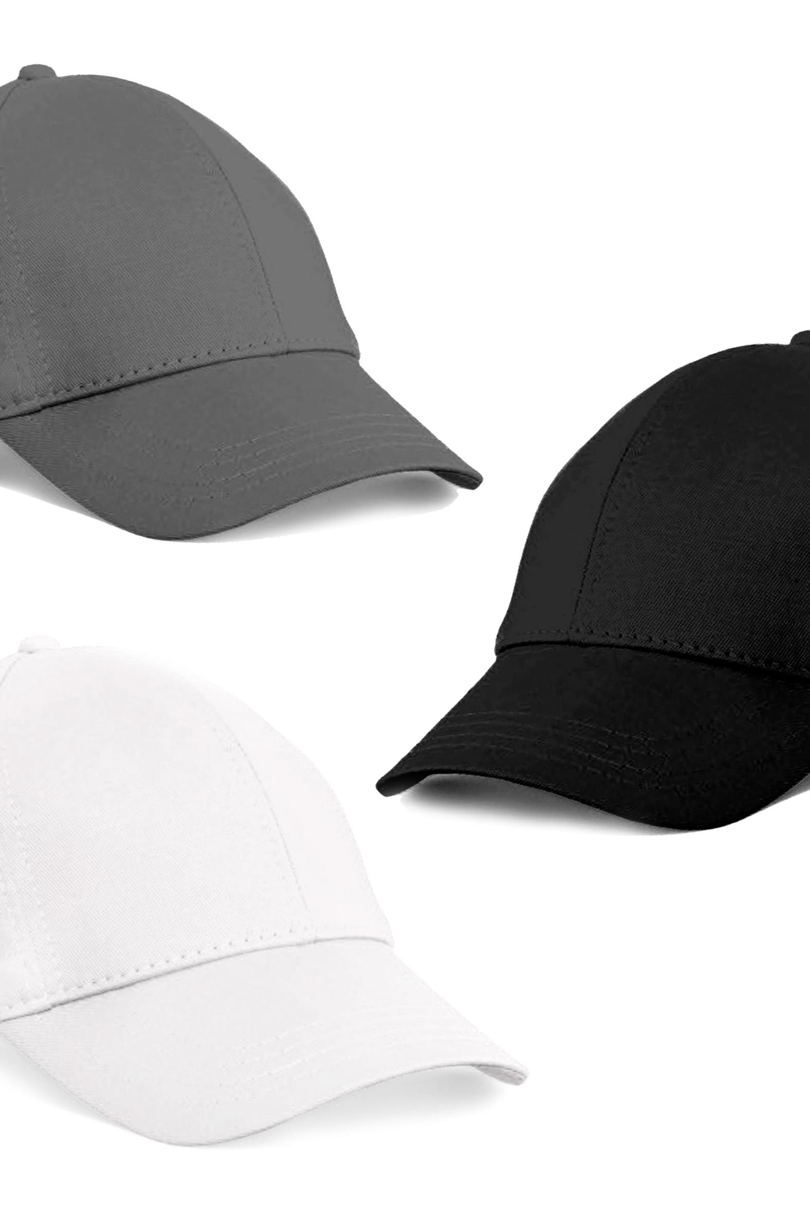  Unisex 3'lü Set Gri,Beyaz ve Siyah Renk Beyzbol Şapka