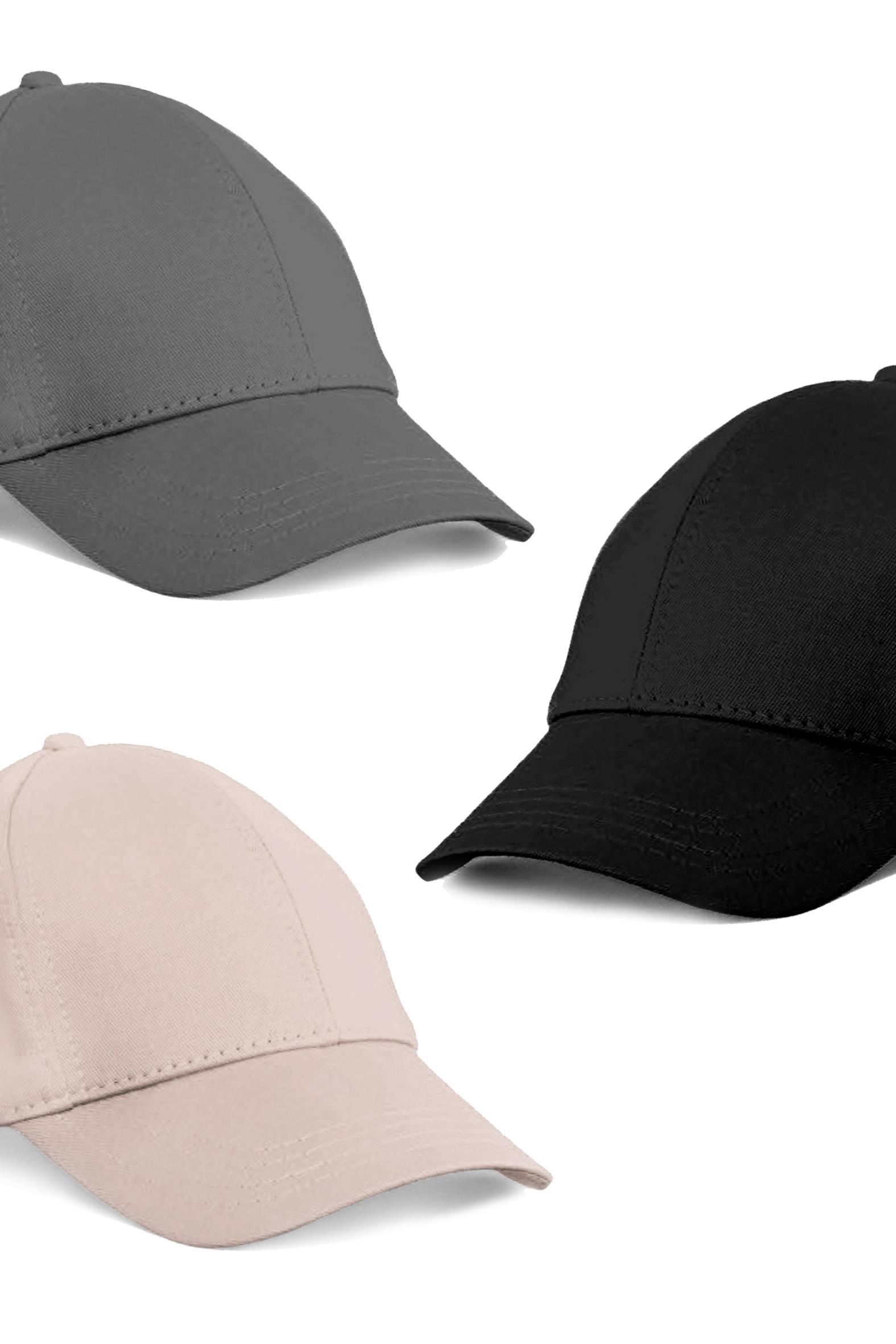  Unisex 3'lü Set Gri,Taş ve Siyah Renk Beyzbol Şapka