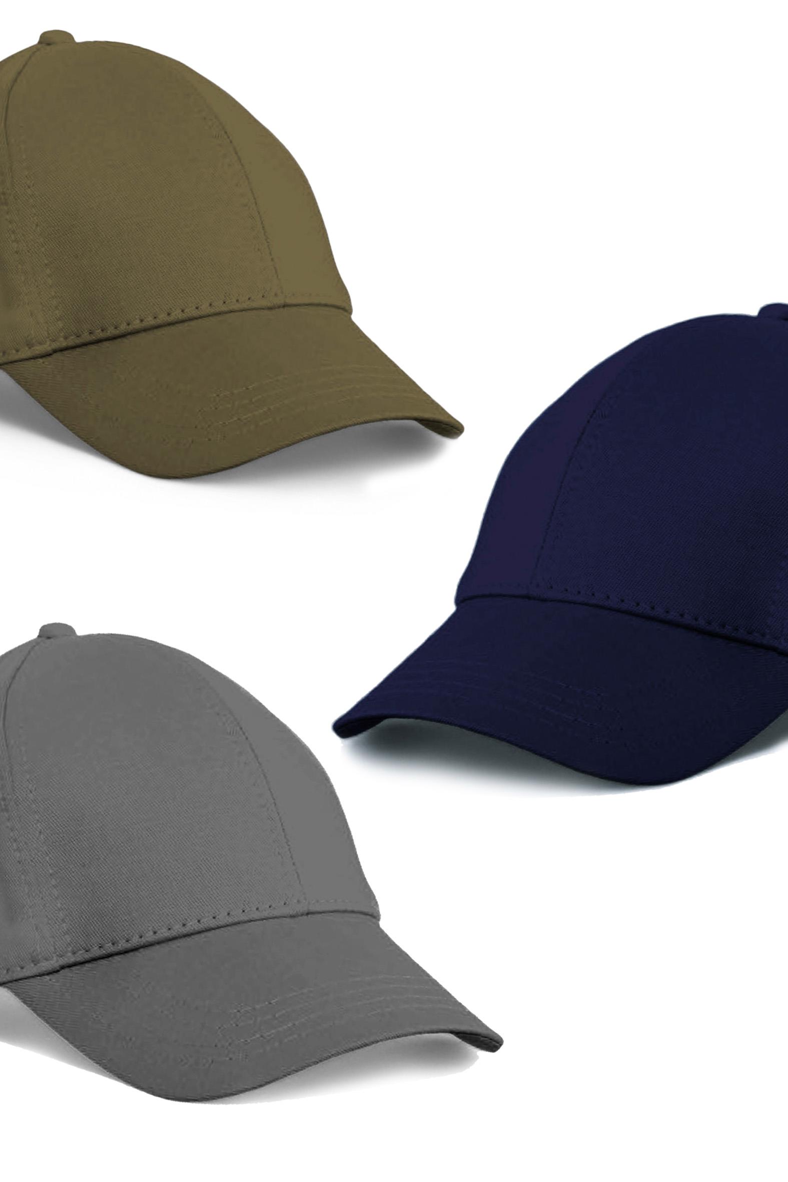  Unisex 3'lü Set Haki,Gri ve Lacivert Renk Beyzbol Şapka
