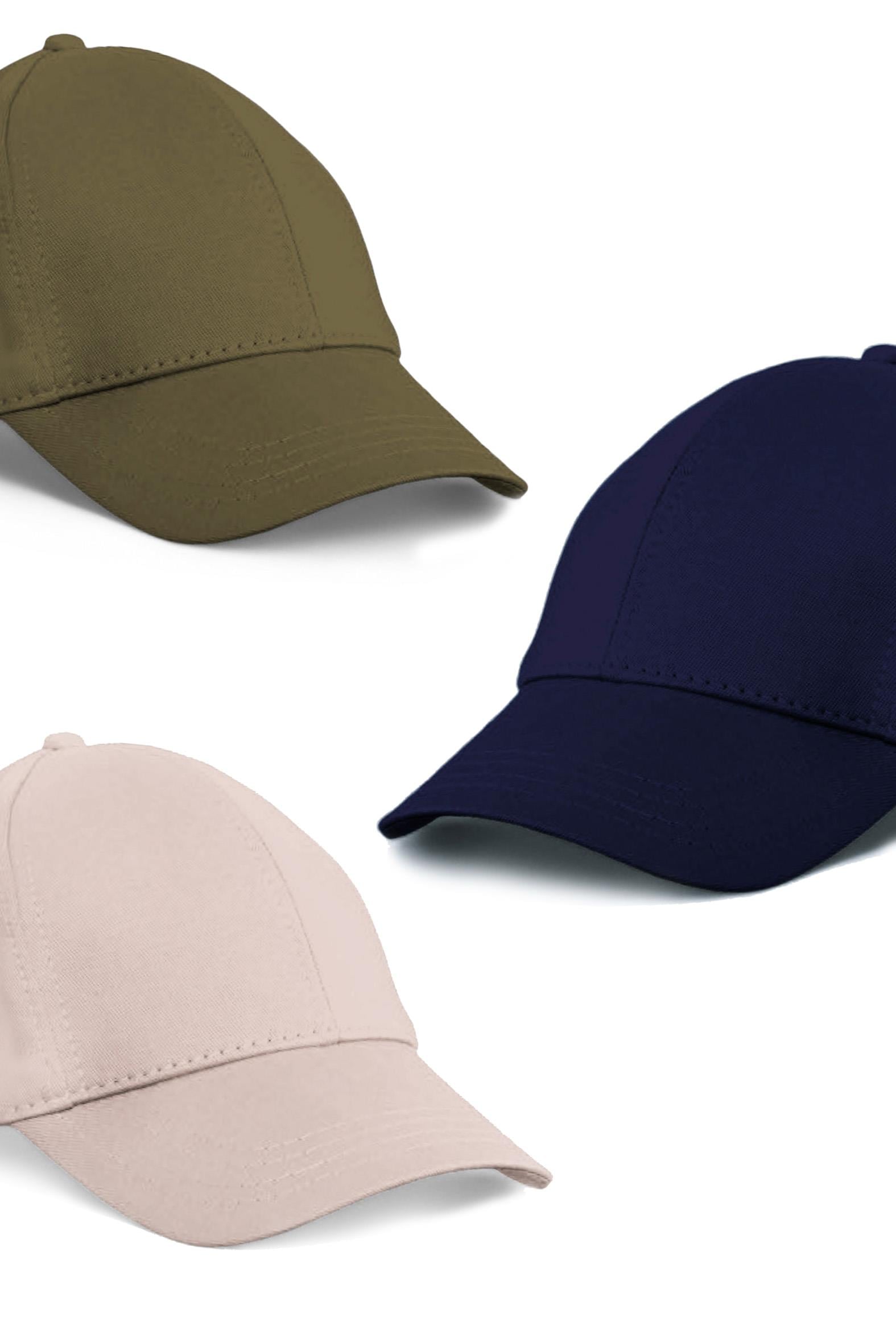  Unisex 3'lü Set Haki,Taş ve Lacivert Renk Beyzbol Şapka
