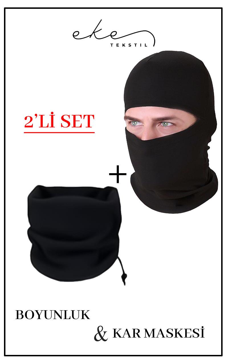 2'li Set Soğuk Geçirmez Polar Boyunluk Ve Polar Kar Maske
