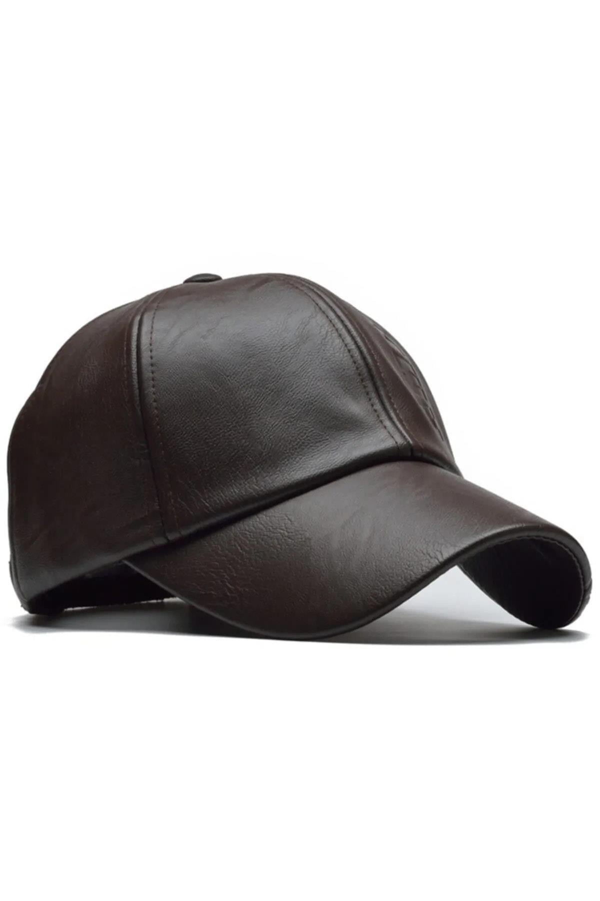 Hakiki Deri Unisex Siyah Deri Cap Ayarlanabilir Şapka