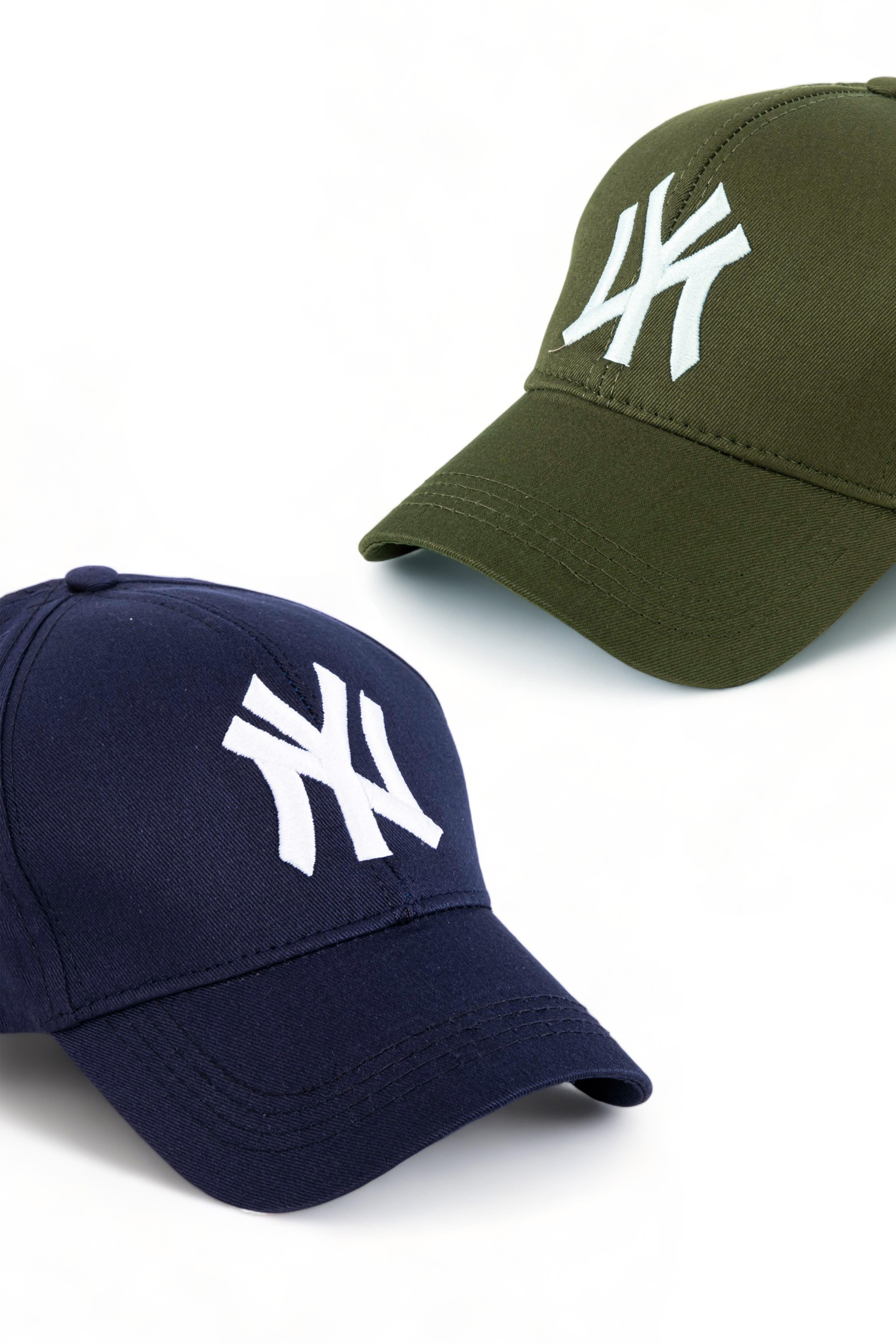 Unisex 2'li Set Lacivert ve Haki Renk  Ny New York Beyzbol Şapka