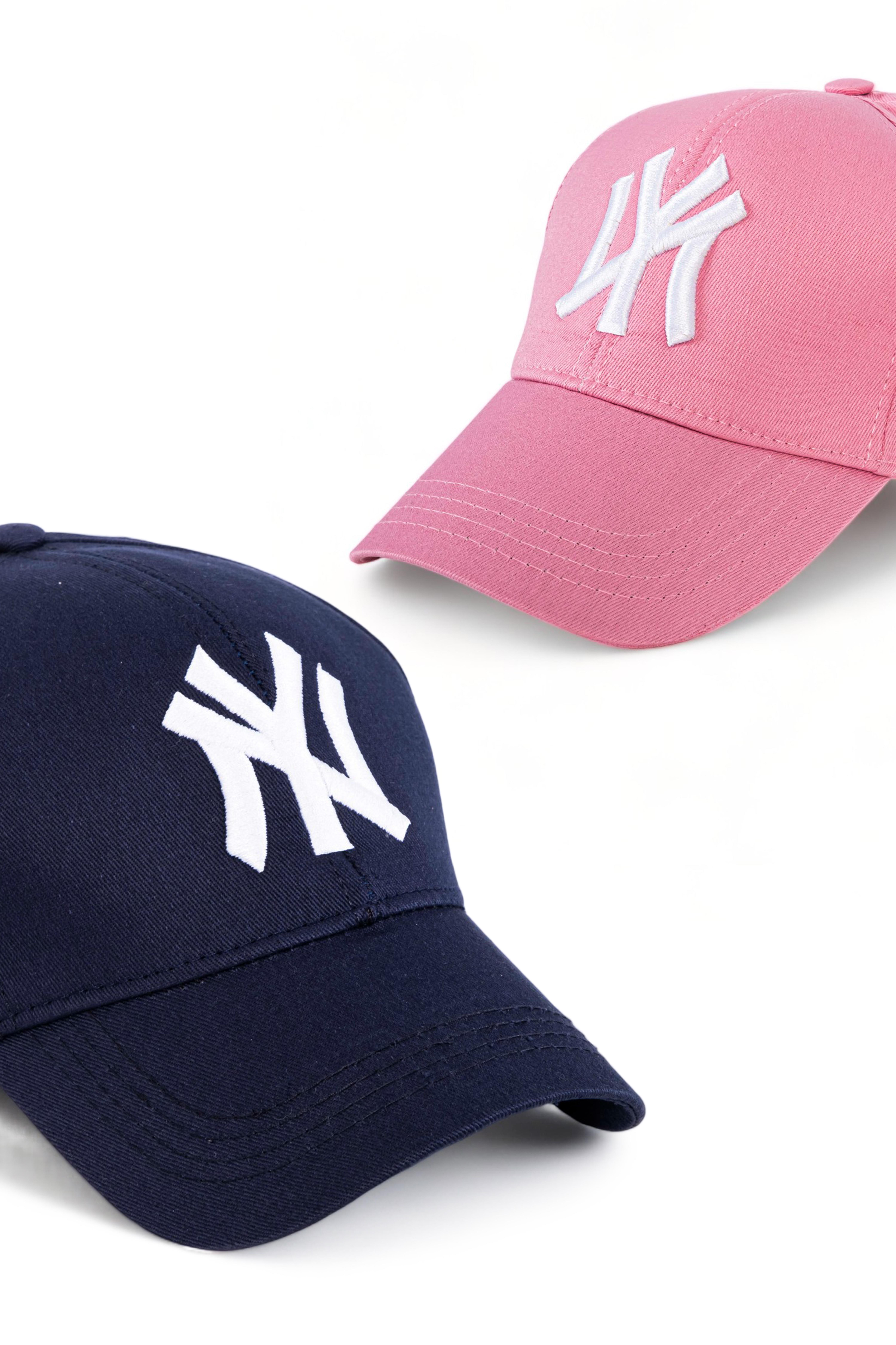 Unisex 2'li Set Lacivert ve Pembe  Ny New York Beyzbol Şapka