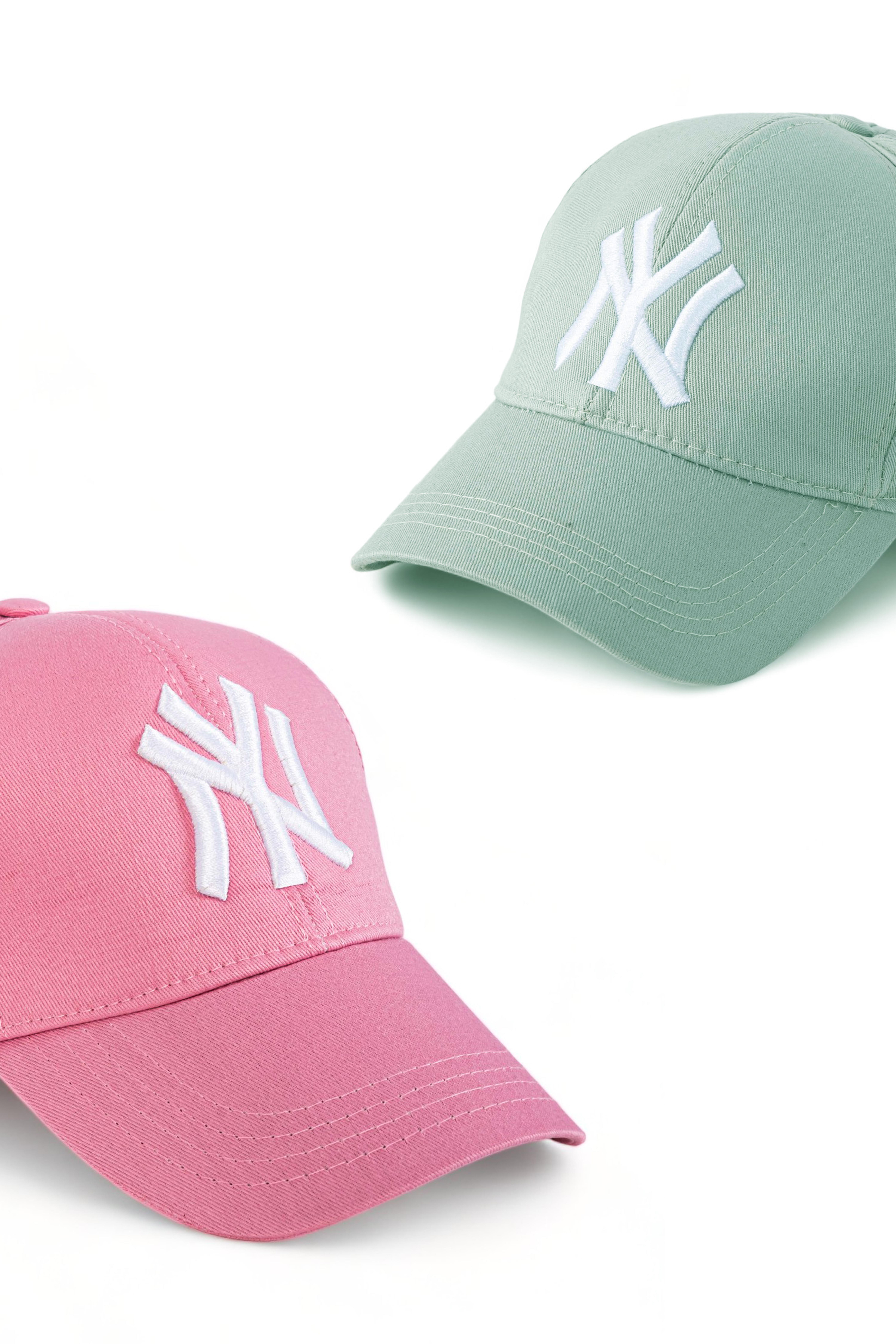 Unisex 2'li Set Pembe ve Mint Yeşili Ny New York Beyzbol Şapka
