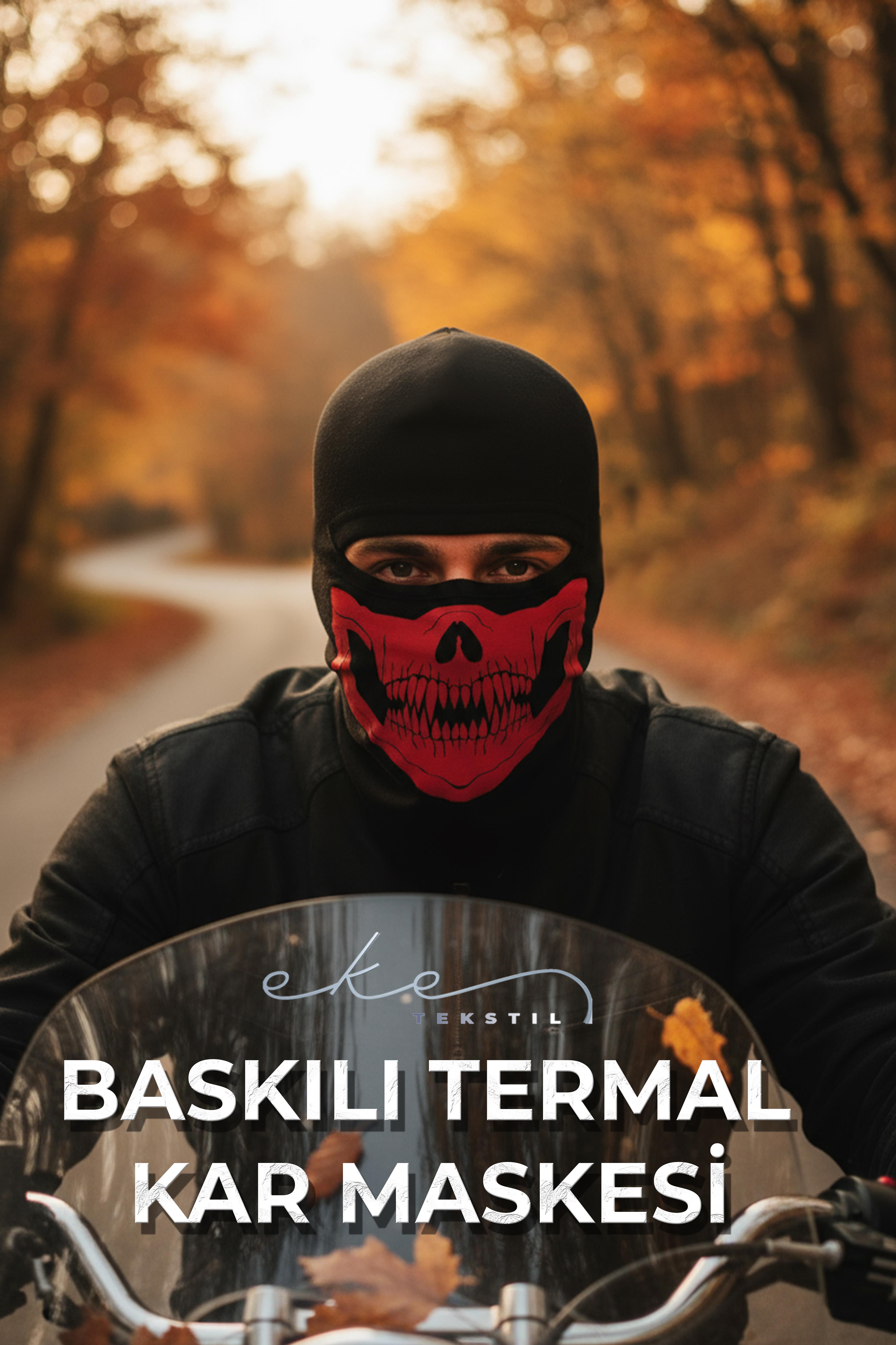 Unisex Baskılı Motorcu Termal Kar Maskesi