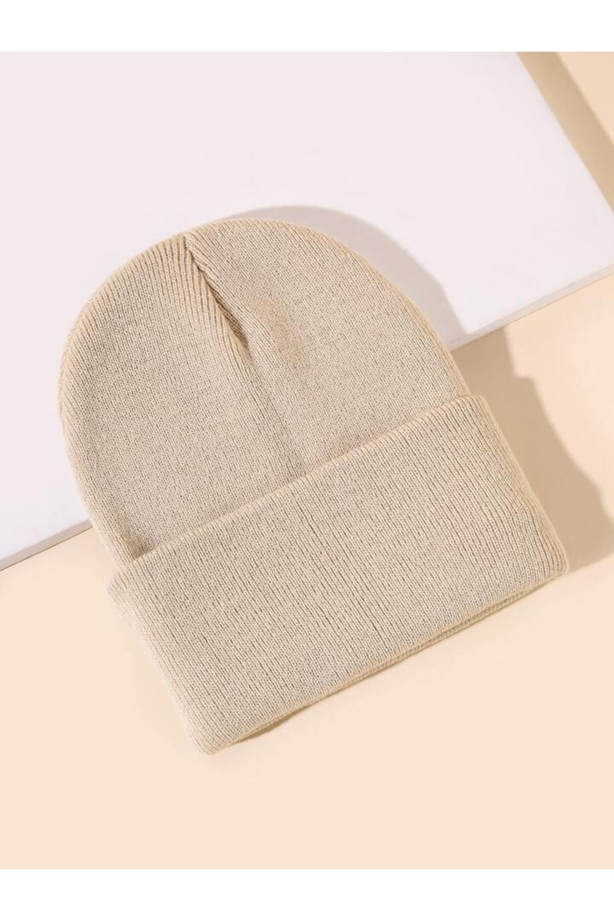 Unisex Katlamalı Kışlık Örme Bere