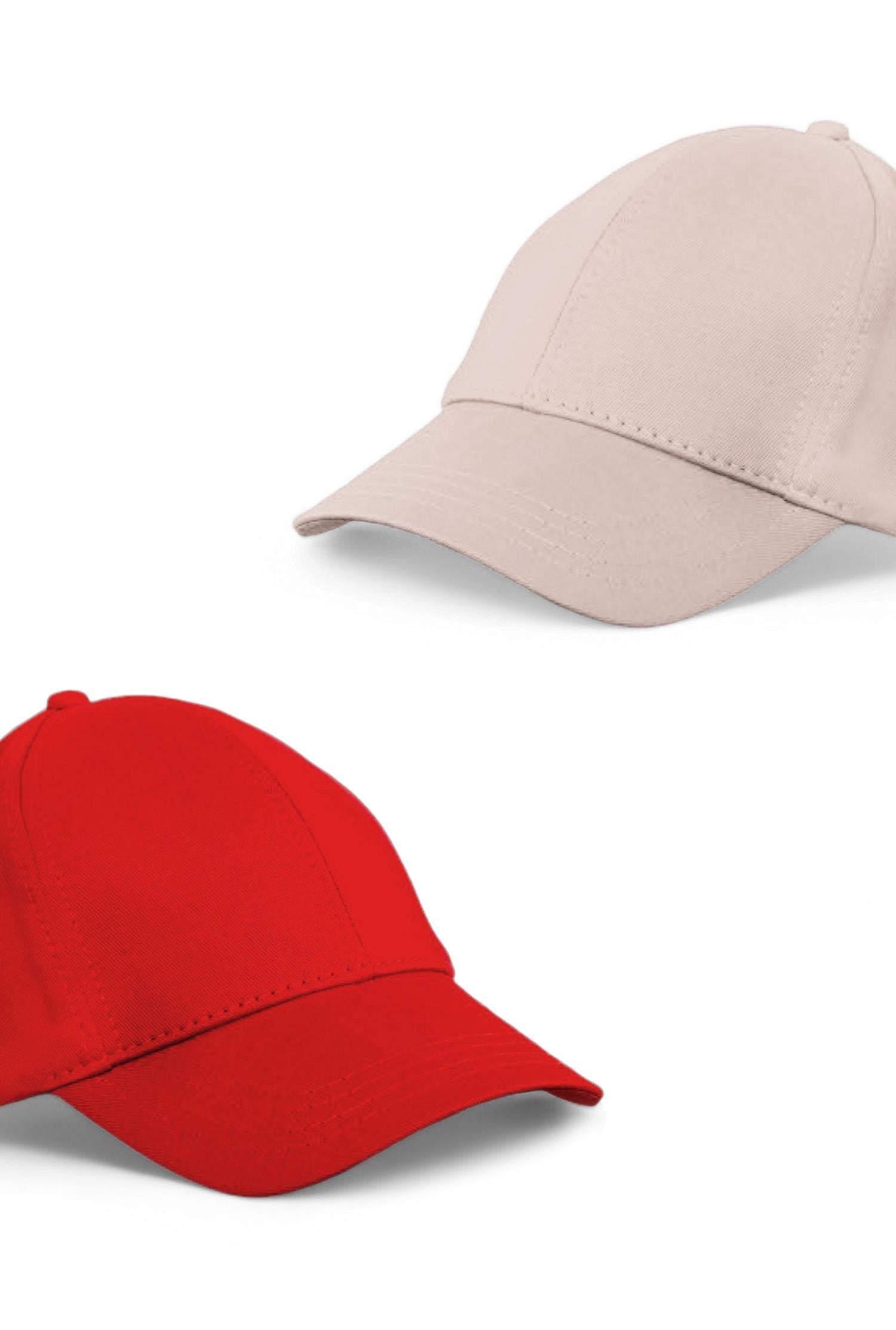 Unisex Kırmızı ve Taş Rengi  2'li  Beyzbol  Şapka Seti