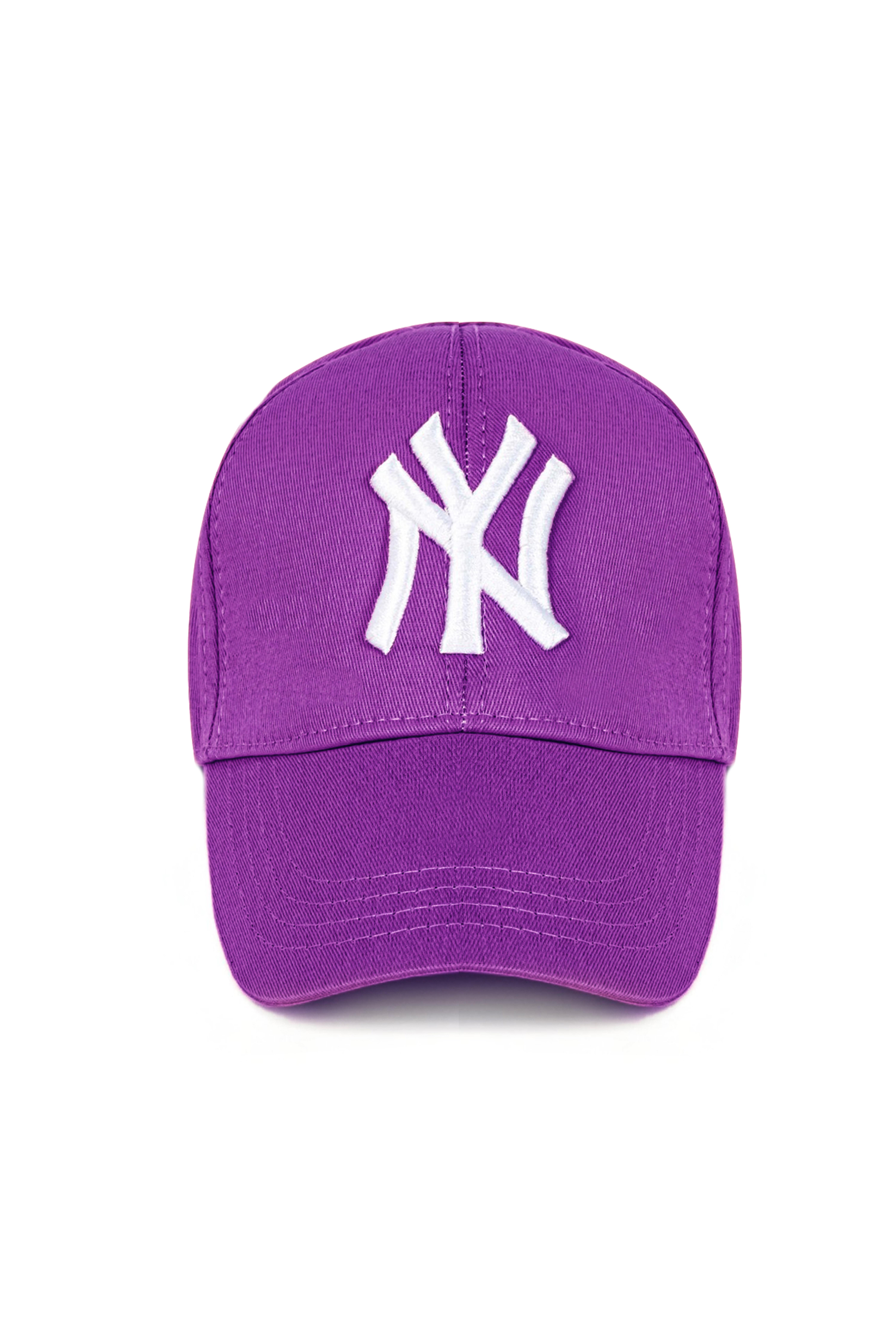 Unisex Mor Renk Beyaz Logo Beyzbol Ny New York Şapka