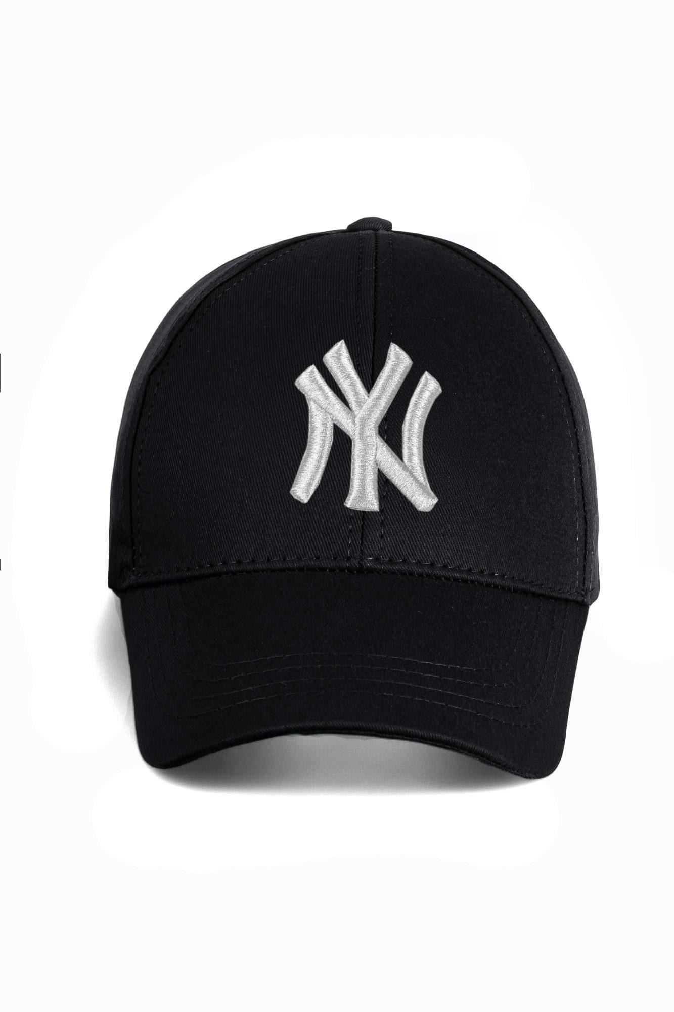 Unisex Siyah Renk Beyaz Logo Beyzbol Ny New York Şapka