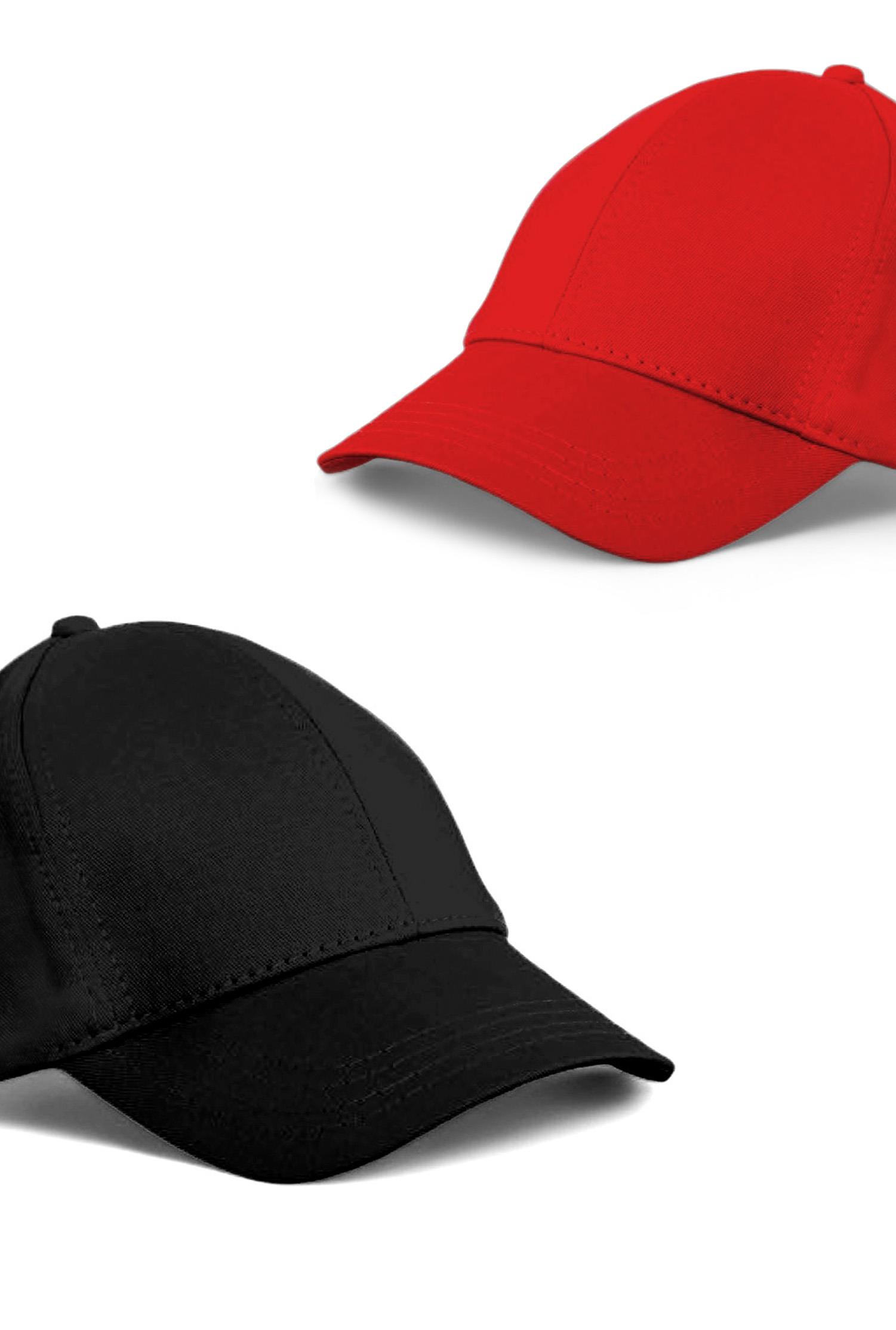 Unisex Siyah ve Kırmızı Rengi  2'li  Beyzbol  Şapka Seti