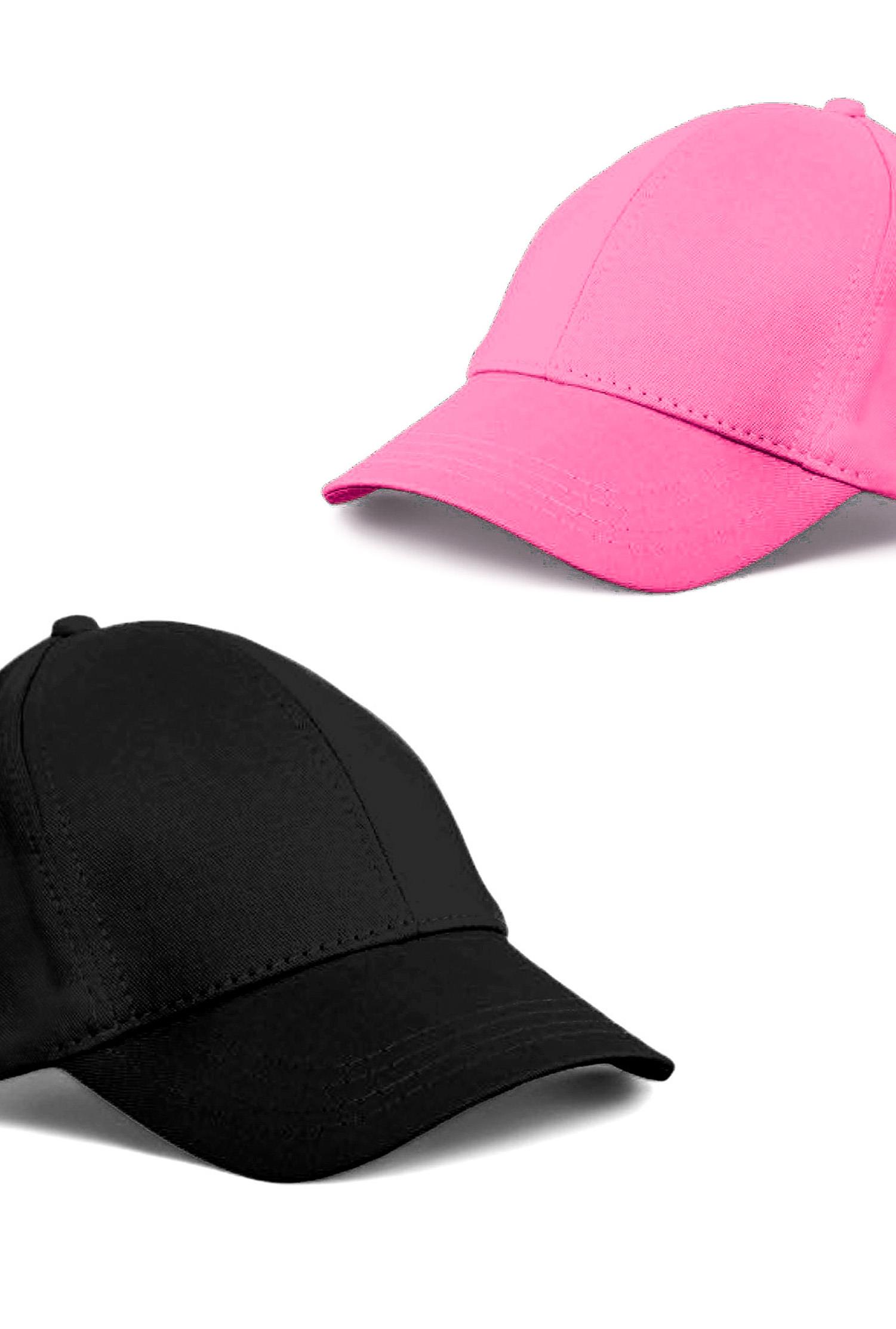 Unisex Siyah ve Pembe Rengi  2'li  Beyzbol  Şapka Seti
