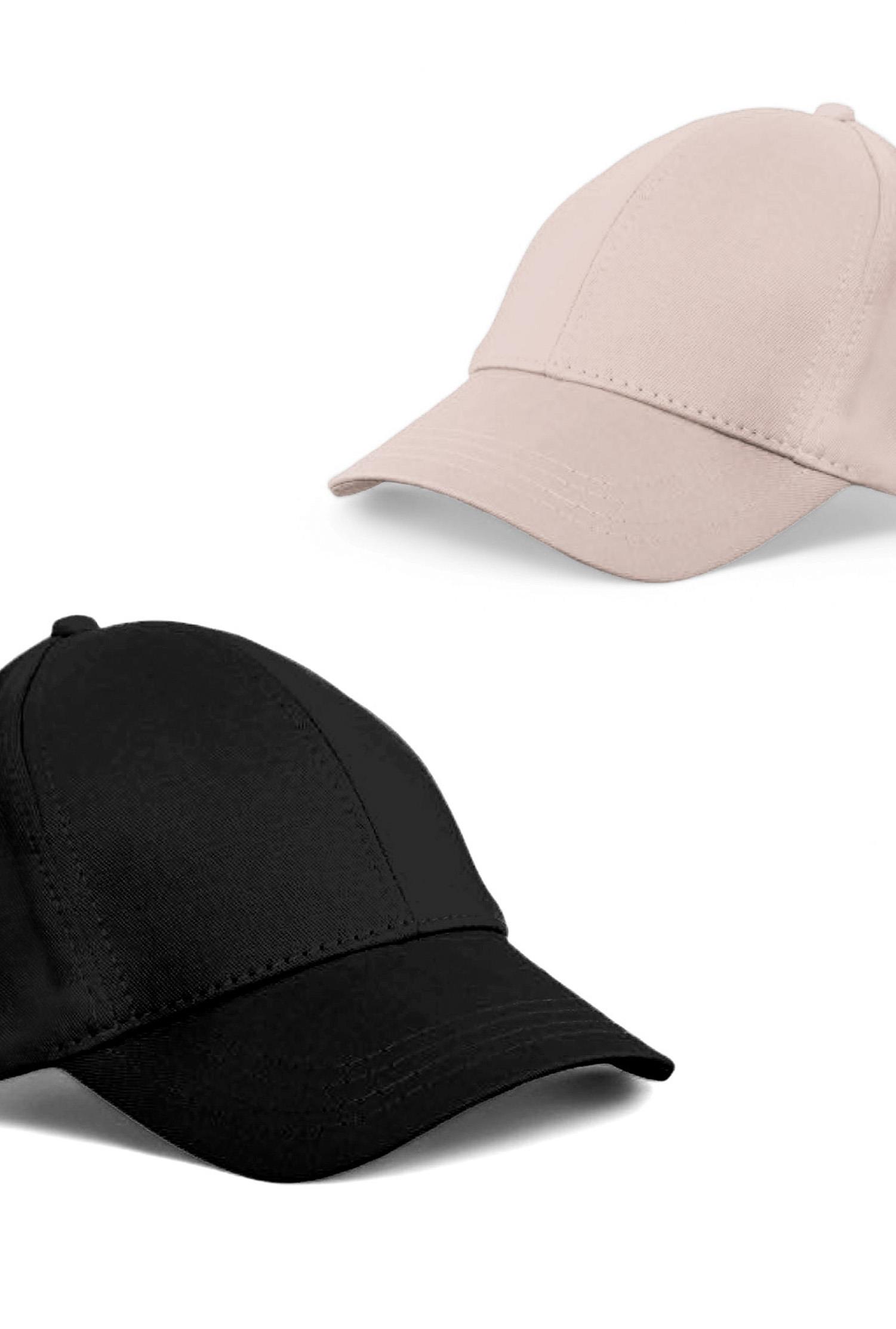 Unisex Siyah ve Taş Rengi  2'li  Beyzbol  Şapka Seti