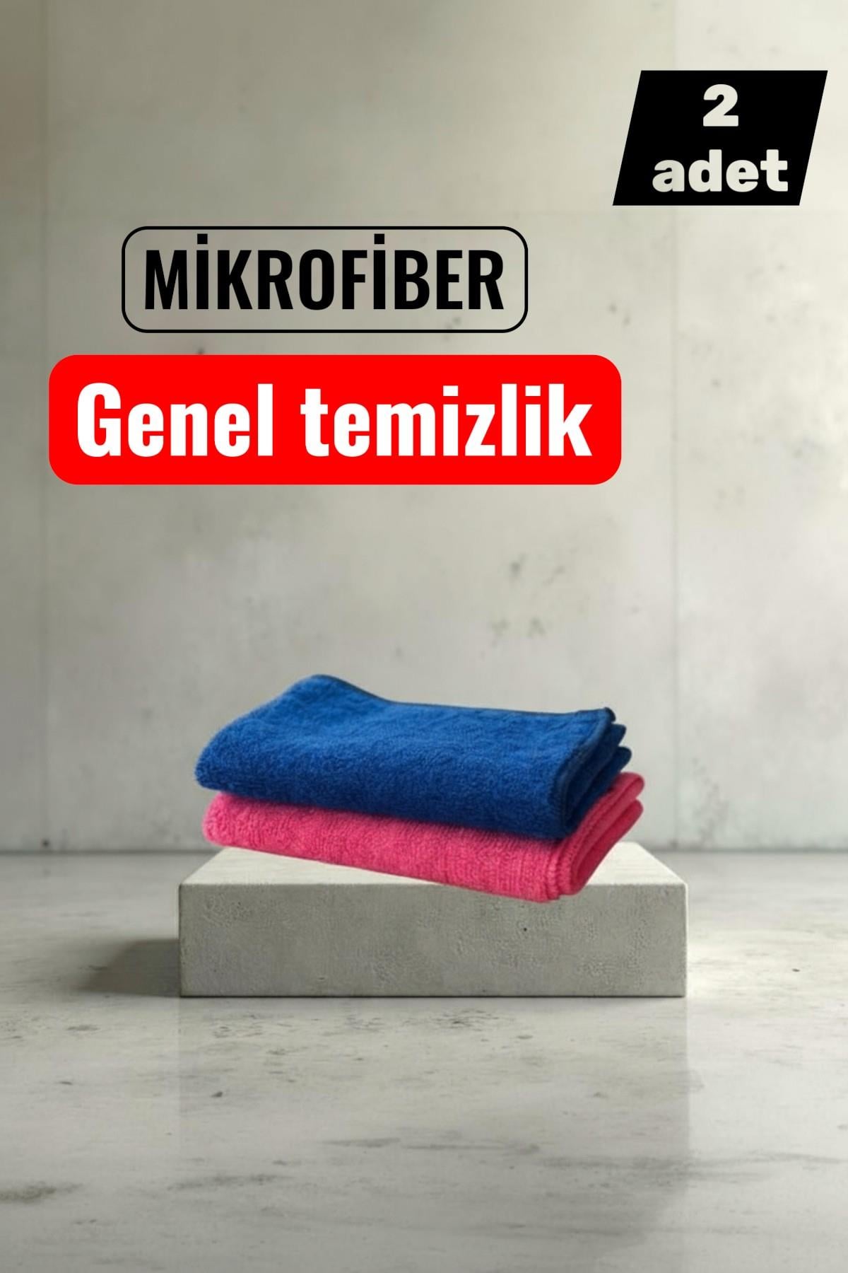 2'li Mikrofiber Temizlik Bezi 40x40 cm – Leke Bırakmaz, Yüksek Emicilik