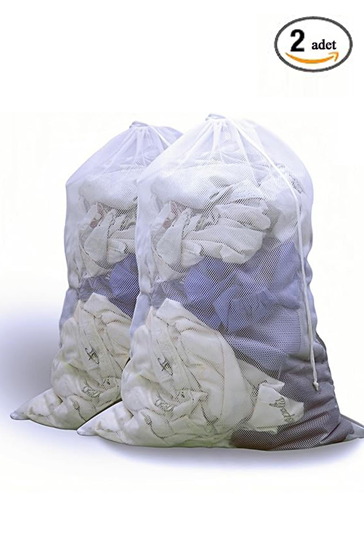 Büzgülü Çamaşır Yıkama Filesi 2'li Set – 40x60 cm Dayanıklı Koruyucu Çamaşır Torbası