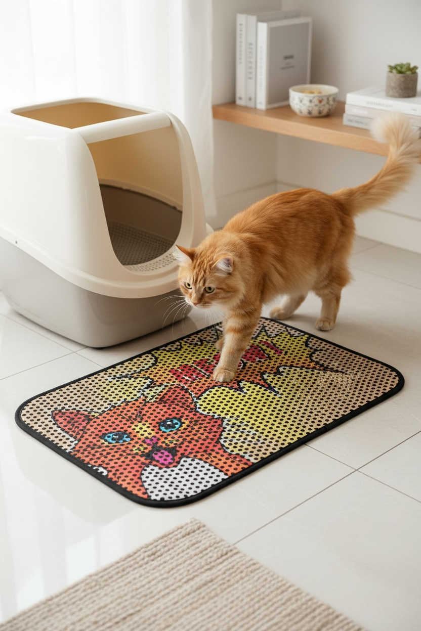 Elekli Kedi Kumu Paspası 40x60 cm | Çift Katlı Kedi Tuvalet Önü Kum Toplayıcı Mat
