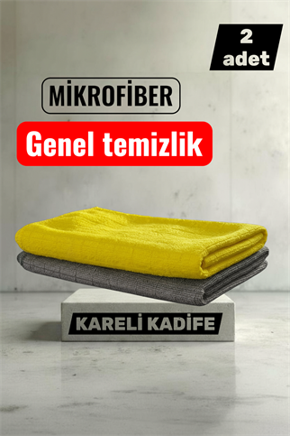 2'li Kadife Mikrofiber Temizlik Bezi 40x40 cm – Yumuşak Doku, Leke Bırakmaz, İz Yapmaz