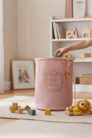 Çocuklar için Oyuncak & Çamaşır Sepeti – Mavi / Pembe, Dayanıklı Polyester