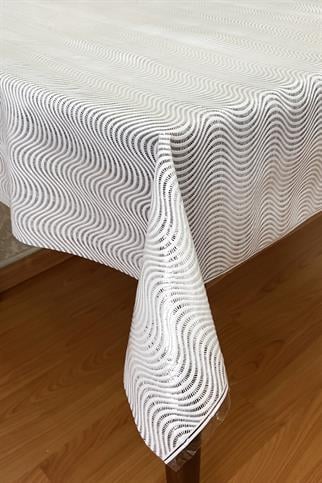 Pvc Şeffaf kaplamalı silinebilir muşamba masa örtüsü Çizgili_1032-F