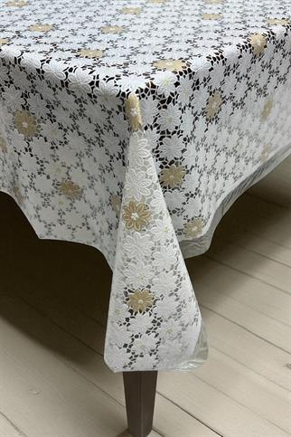 Pvc Şeffaf kaplamalı silinebilir muşamba masa örtüsü papatya 62-B
