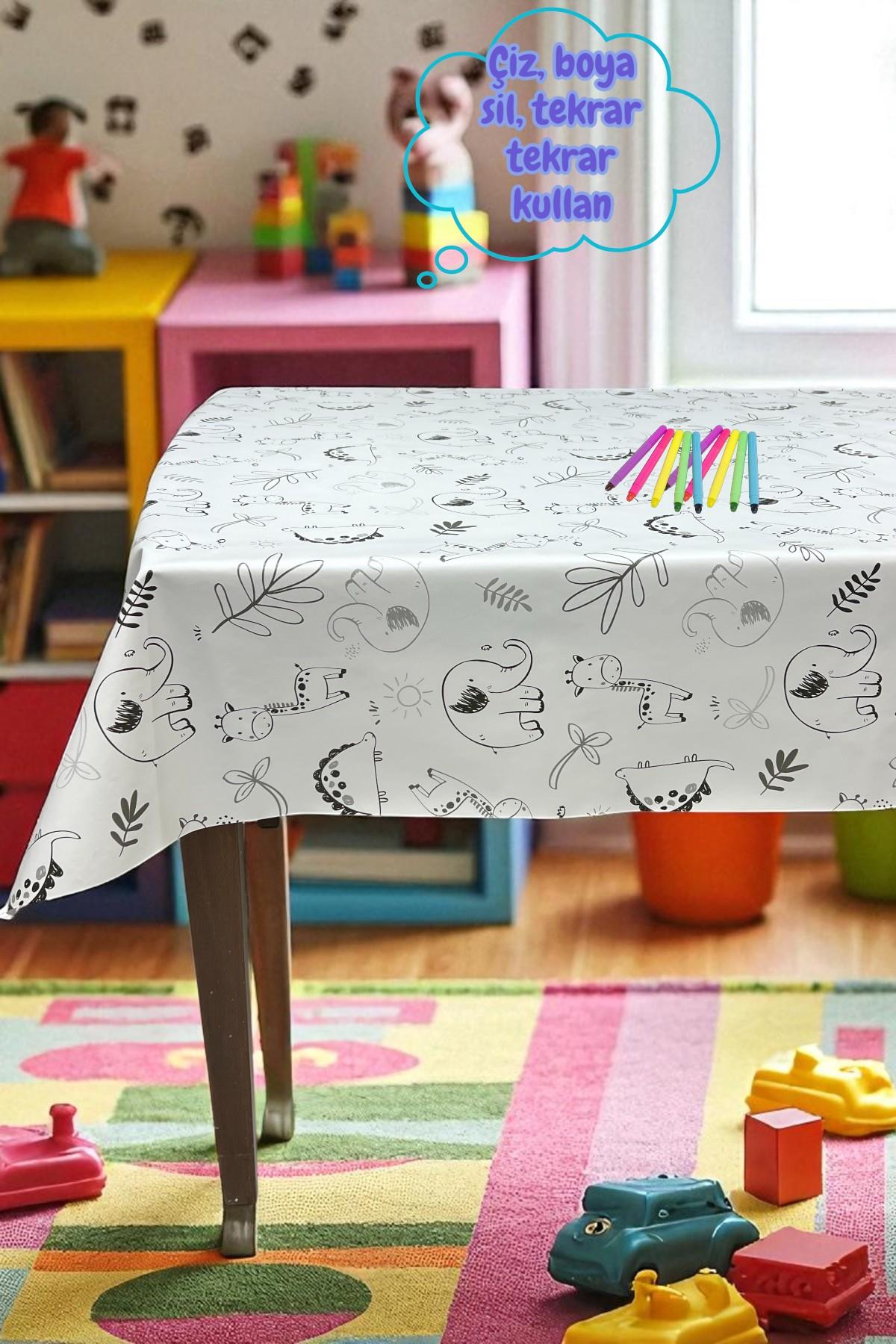 Boyanabilir Pvc elyaf tabanlı Silinebilir Muşamba Masa Örtüsü_şehir