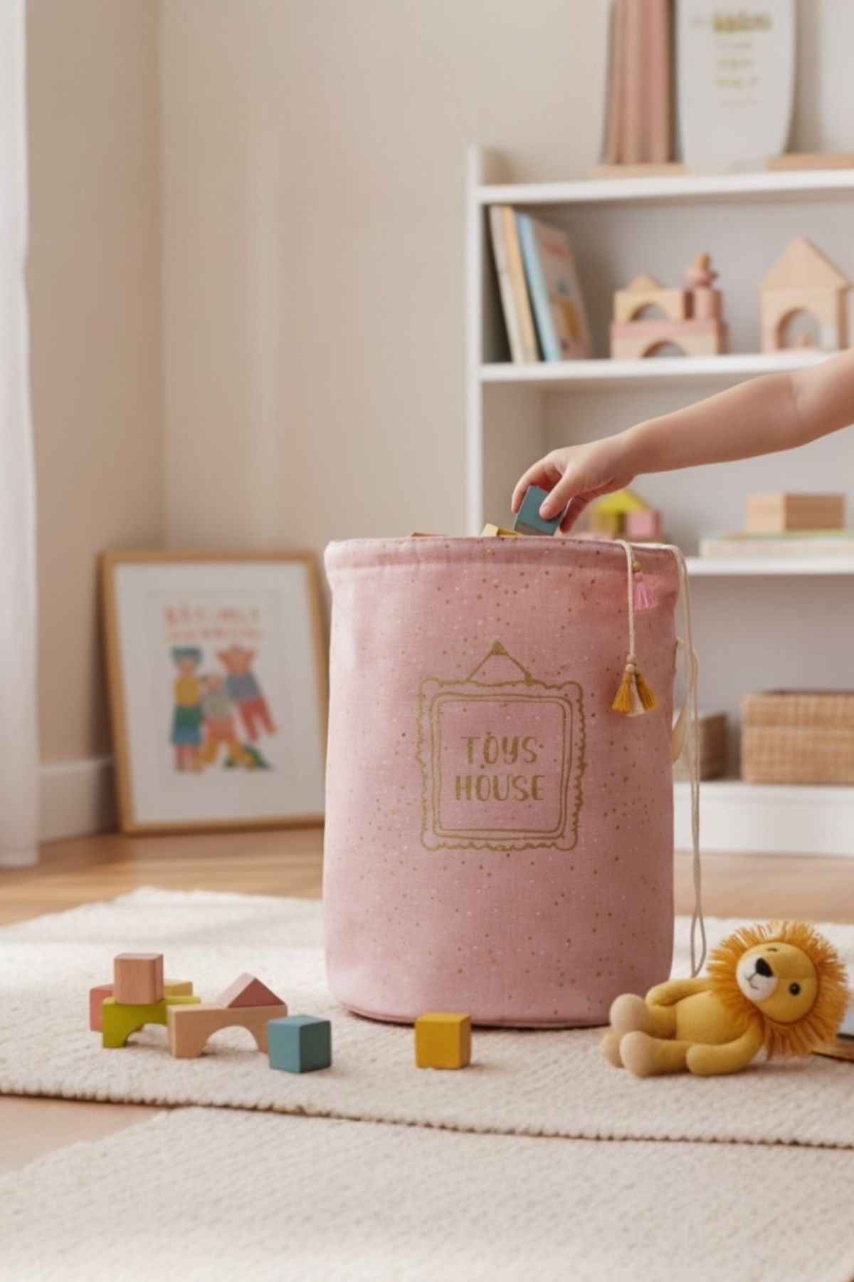 Çocuklar için Oyuncak & Çamaşır Sepeti – Mavi / Pembe, Dayanıklı Polyester