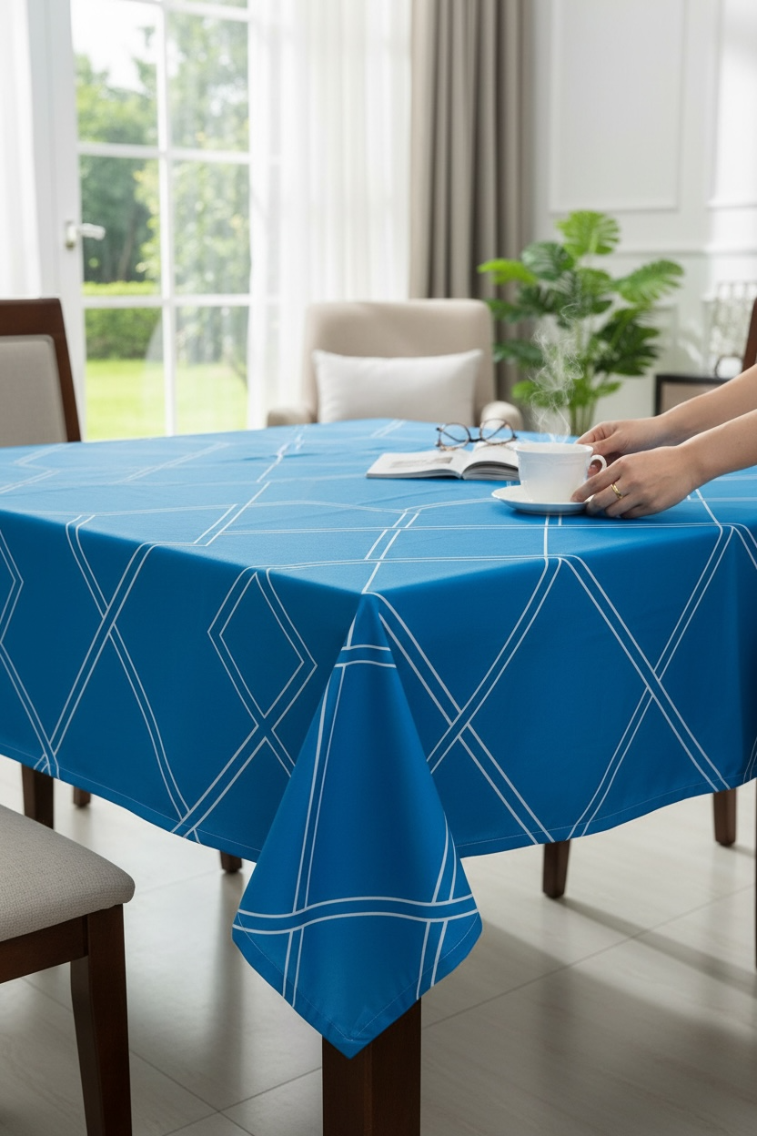 Su İtici Muşamba Kaplı Pamuklu Masa Örtüsü 140x140 cm | Piknik & Yer Sofrası Uyumlu