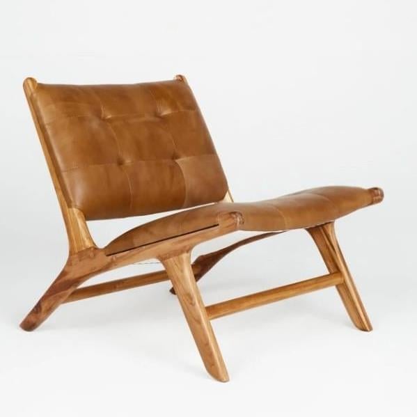 Napolyon Davina Gerçek Deri Berjer-Kahverengi