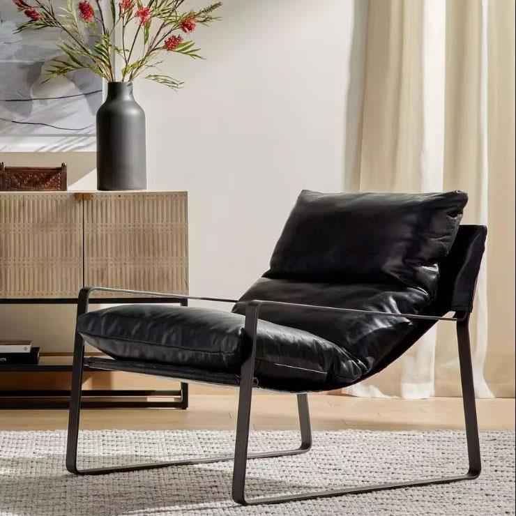 Napolyon Gerçek Deri Siyah Lama Berjer