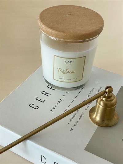 Relax Ahşap Kapaklı Çift Fitilli Kokulu Mum (Okyanus)